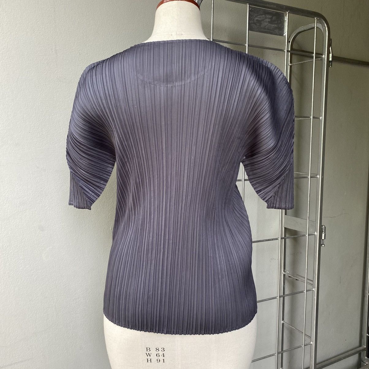 PLEATS PLEASE Charcoal Pleated Sculpted Top