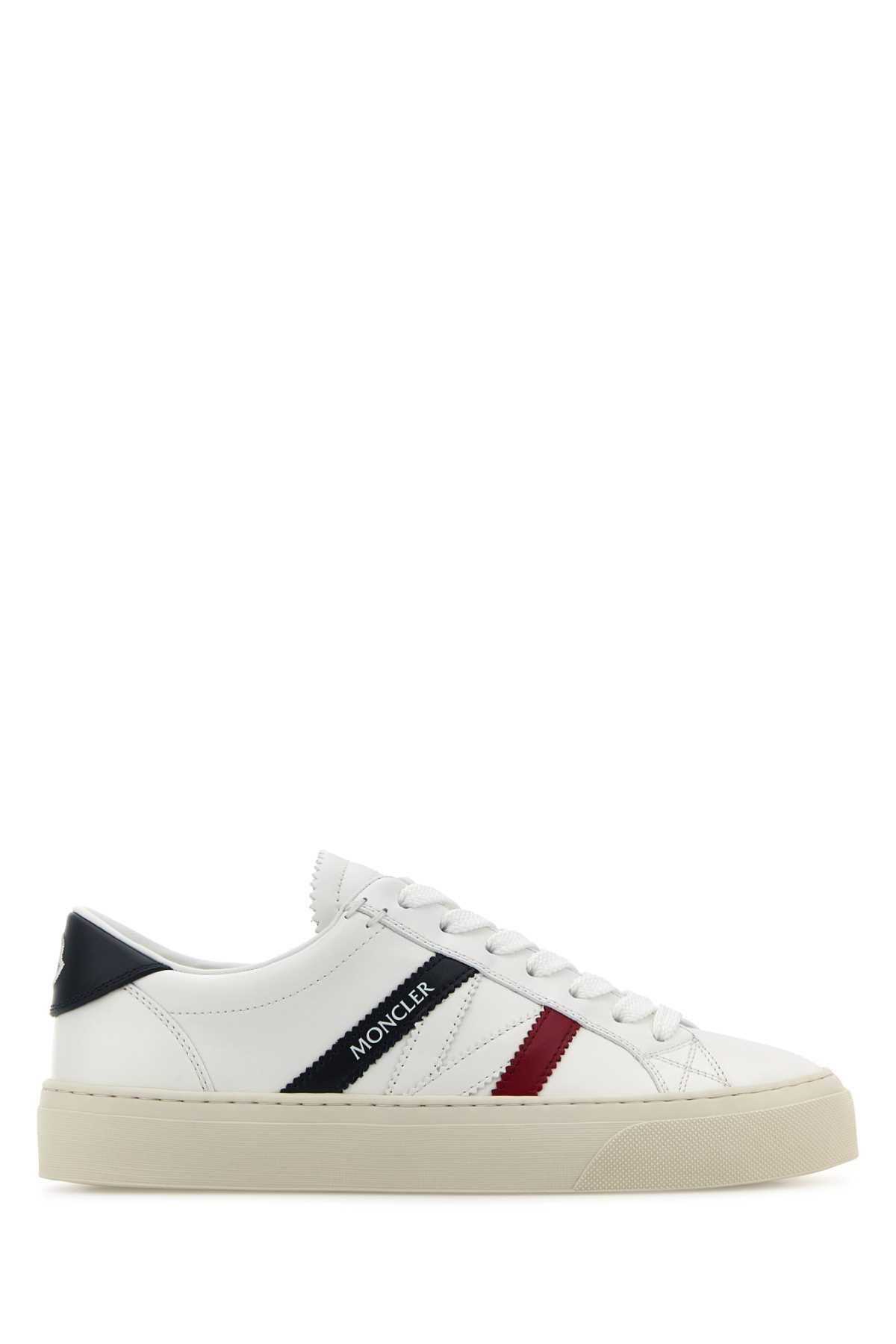Moncler White Leather Monaco 2 Sneakers Size US 8 / IT 38 - 1 Thumbnail
