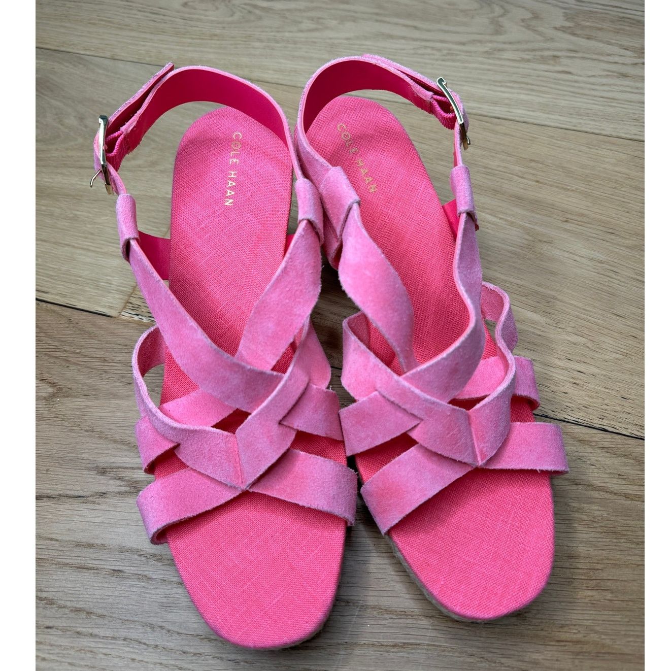 Cole Haan NEW Cole Haan Pink Wedge Suede Espadrille Strap Sandal Size US 9.5 / IT 39.5 - 8 Thumbnail