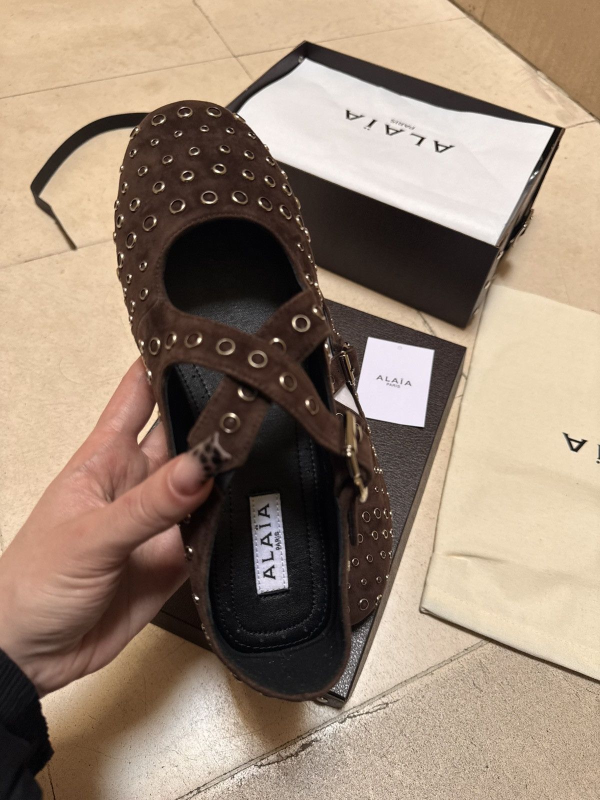 Alaia Alaïa Ebene criss cross ballet flats 39 Size US 8 / IT 38 - 4 Thumbnail