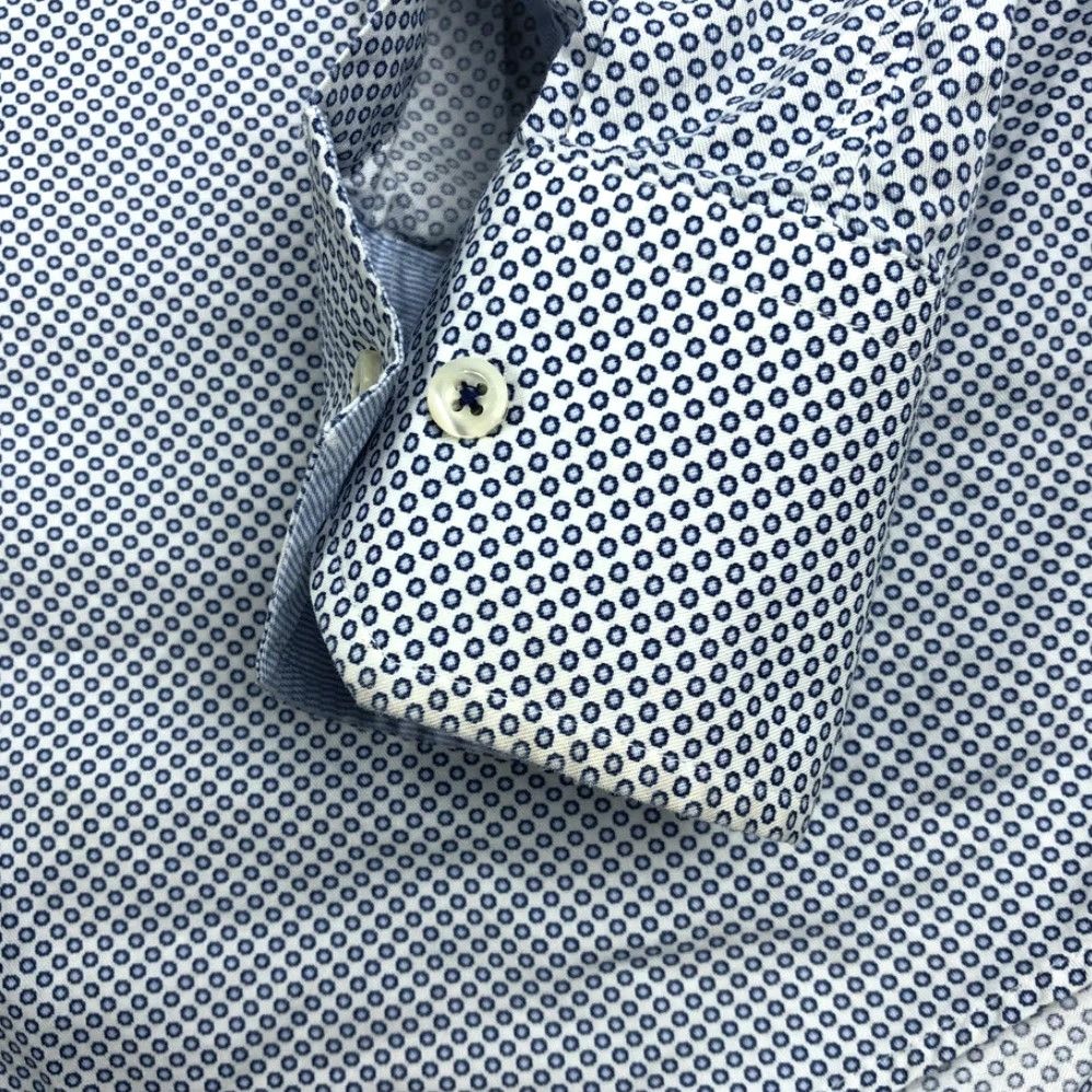 Vintage Stenströms Men's 16.5 / 42 Fitted Body Micro Dot Twofold Super Cotton Shirt Size US XL / EU 56 / 4 - 4 Thumbnail