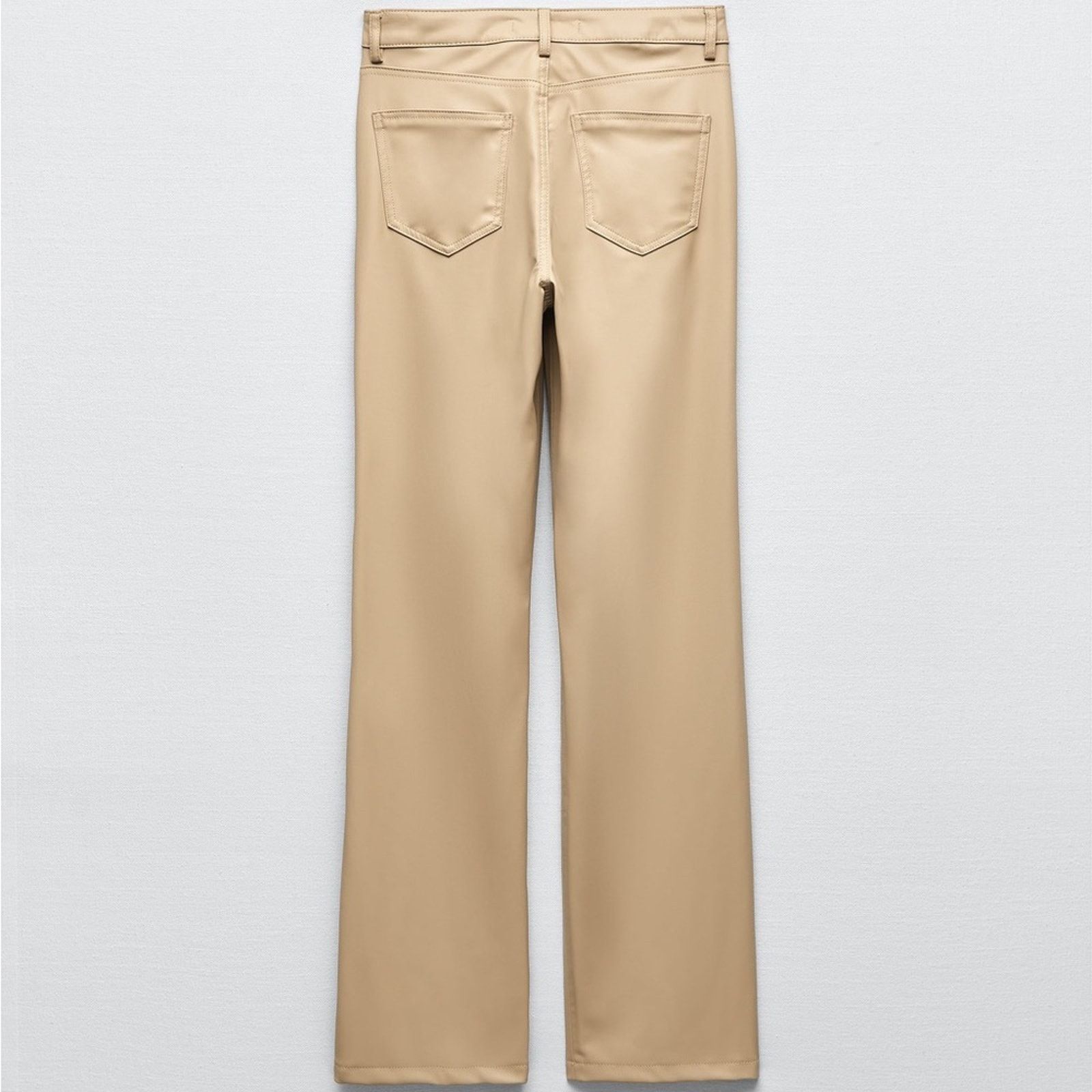 Zara ZARA BLOGGER FAVORITE STRAIGHT LEG FAUX LEATHER PANTS BEIGE Size 28" / US 6 / IT 42 - 15 Thumbnail