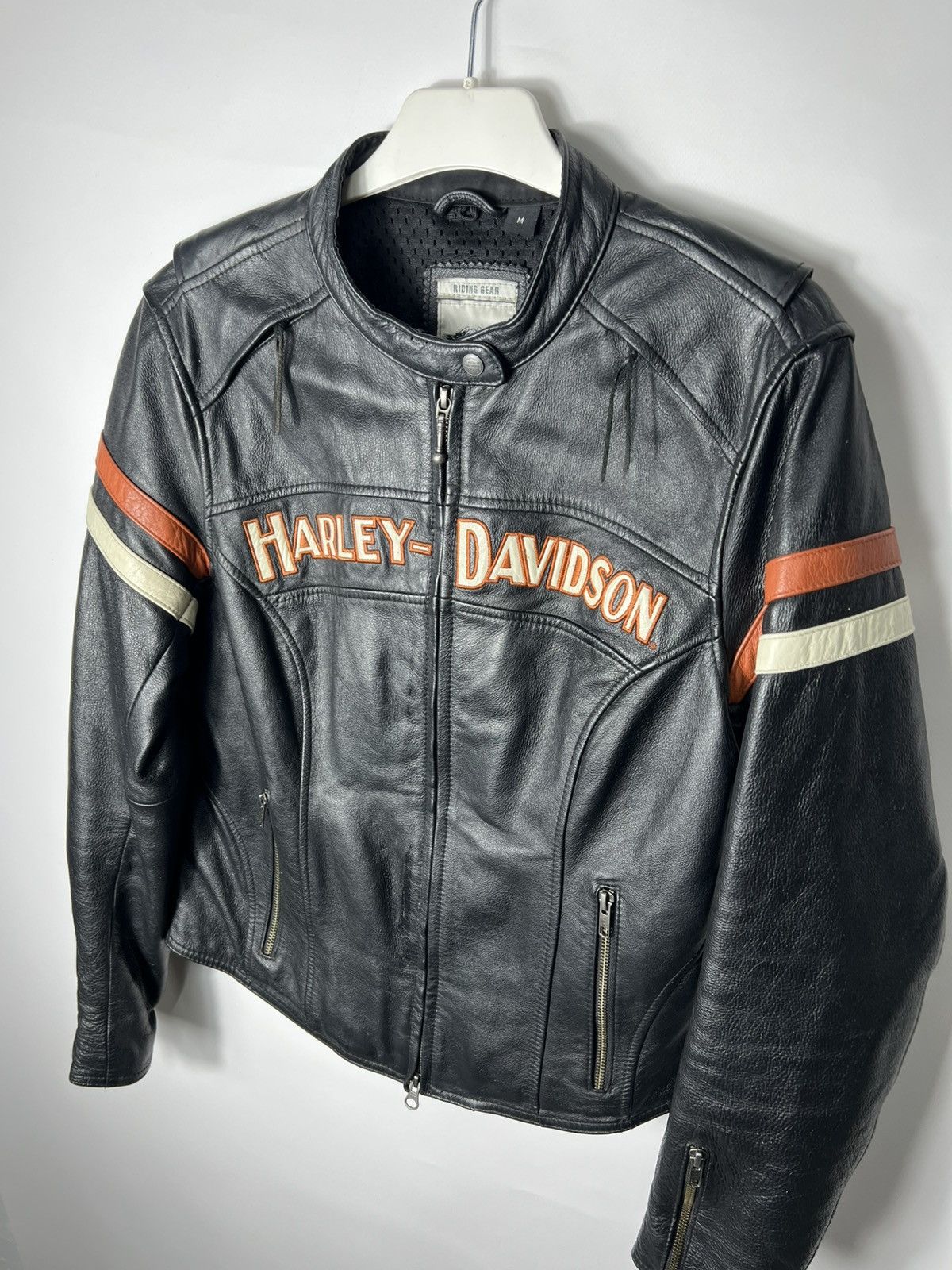 Harley Davidson Vintage rare Racing Harley Davidson Leather Bikers Jacket Size M / US 6-8 / IT 42-44 - 2 Thumbnail