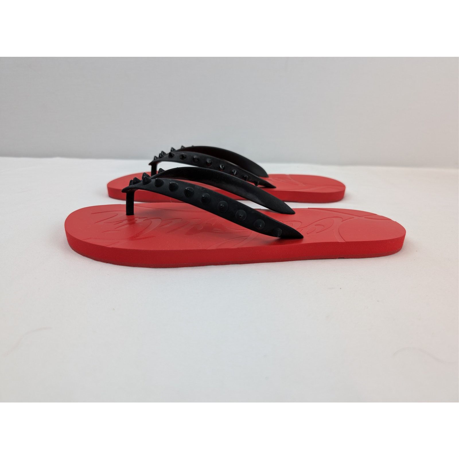 Christian Louboutin o1rshd1 Loubi Flip Flat Slide slipper in Red 46 Size US 13 / EU 46 - 10 Thumbnail