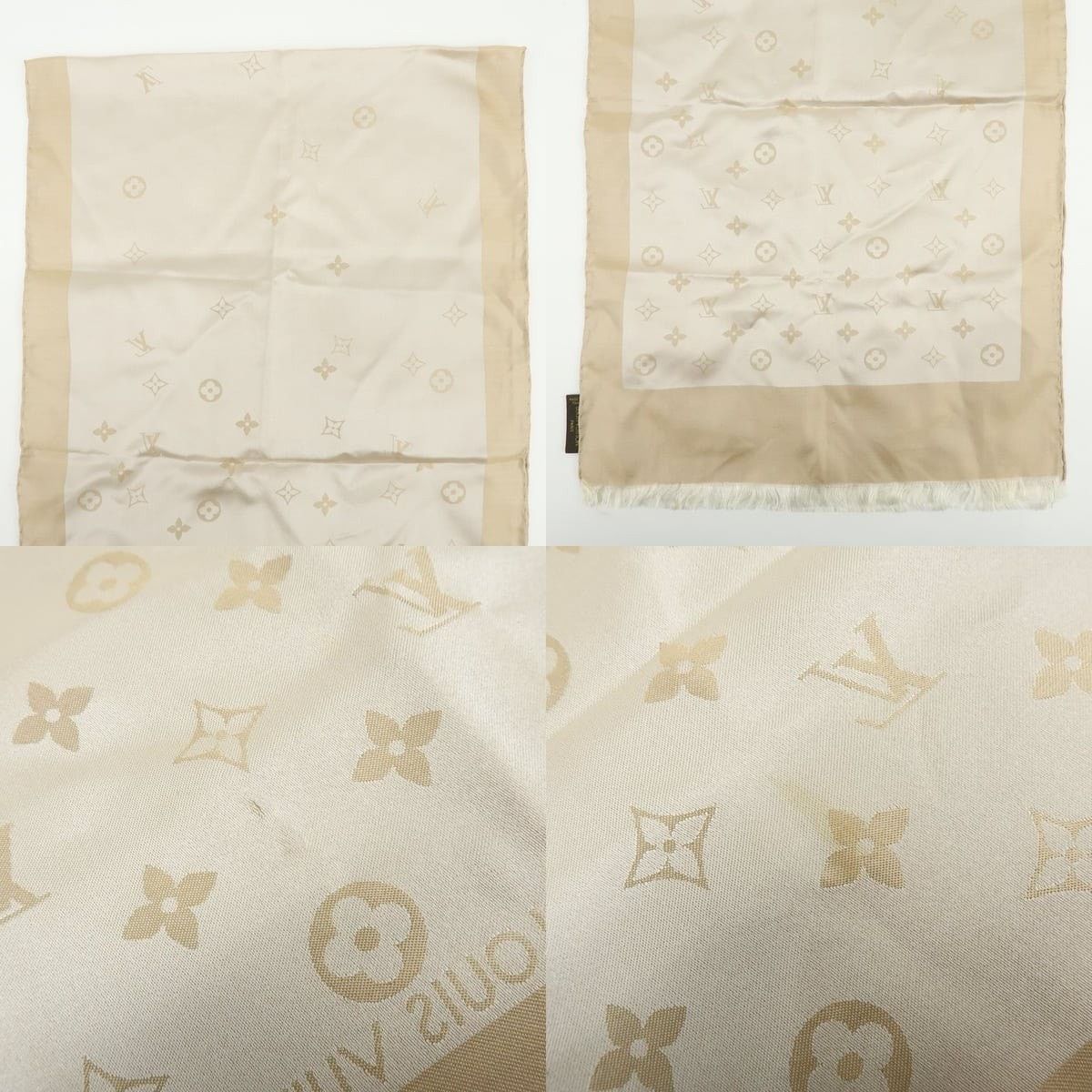 Louis Vuitton Louis Vuitton Monogram Echarpe Capri Silk Scarf Beige Size ONE SIZE - 4 Thumbnail