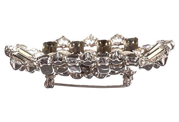 Designer Rectangular Rhinestone & Simulated Pearl Pin Size ONE SIZE - 2 Thumbnail