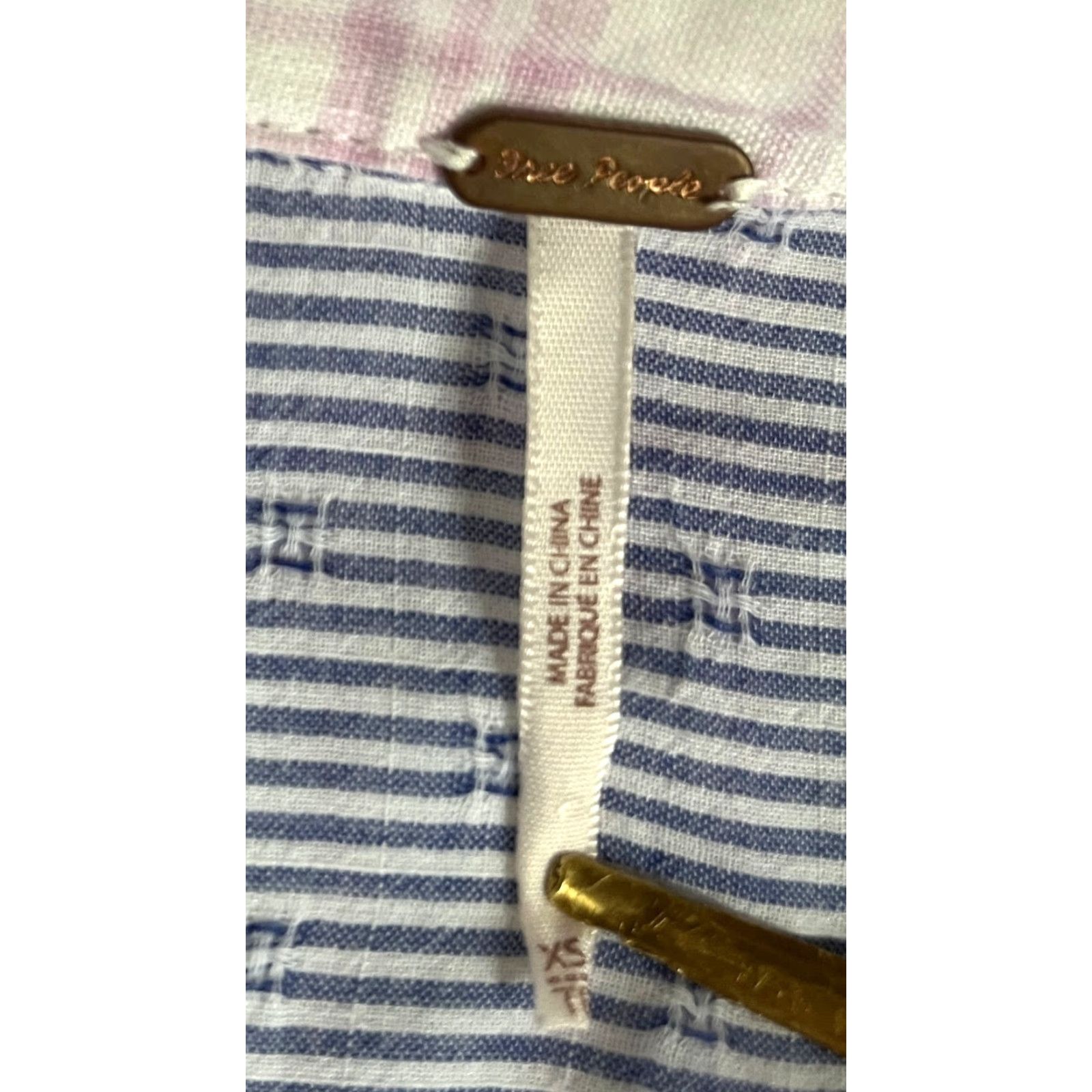 Free People VINTAGE Women's Free People No Limits Oversized Button-Up Linen Shirt Plaid XS White Pink Bohemian City Classic Casual 90s Mens Womens Girls Boys Size XS / US 0-2 / IT 36-38 - 6 Thumbnail