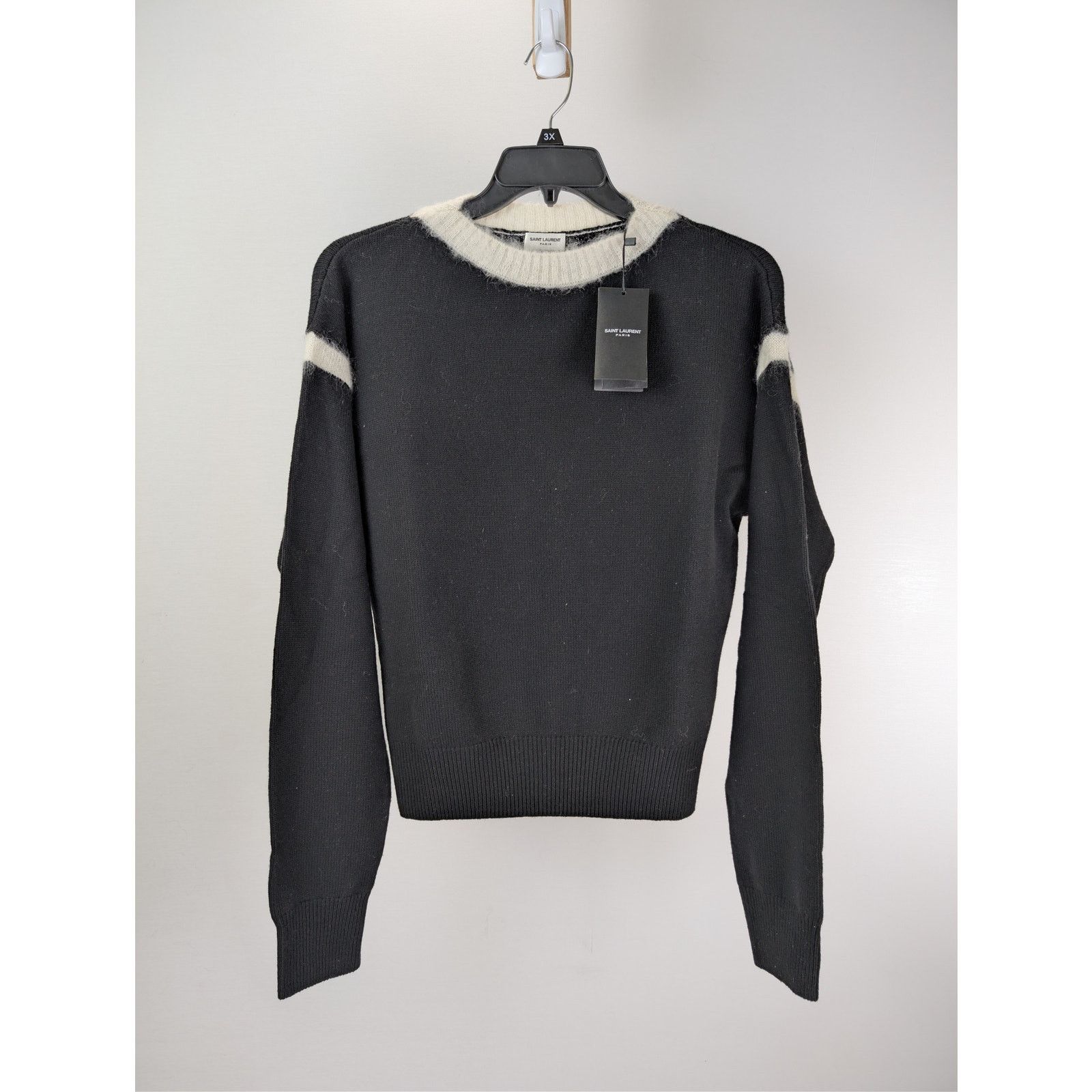 Saint Laurent Paris o1rshd1 Q:2 / Pull Encolure Sweatshirt Sweater Mohair Black Size US L / EU 52-54 / 3 - 7 Thumbnail