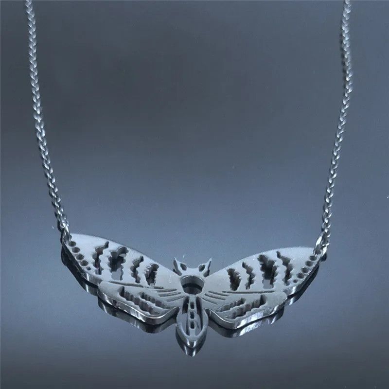 Jewelry Gothic Black Moth Pendant Charms Necklace Emblem Size ONE SIZE - 3 Thumbnail
