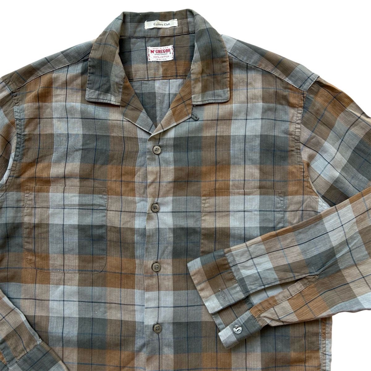 McGregor 1950s Mc MGREGOR - OPEN COLLAR SHIRT CHEKERED “CARRARA” Size US M / EU 48-50 / 2 - 6 Thumbnail
