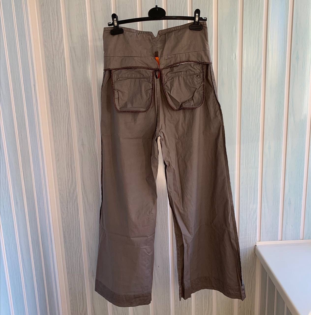 Cop Copine Vintage Cop Copine Gray Cotton Geometric Fit Flare Trousers Size 27" / US 4 / IT 40 - 5 Thumbnail