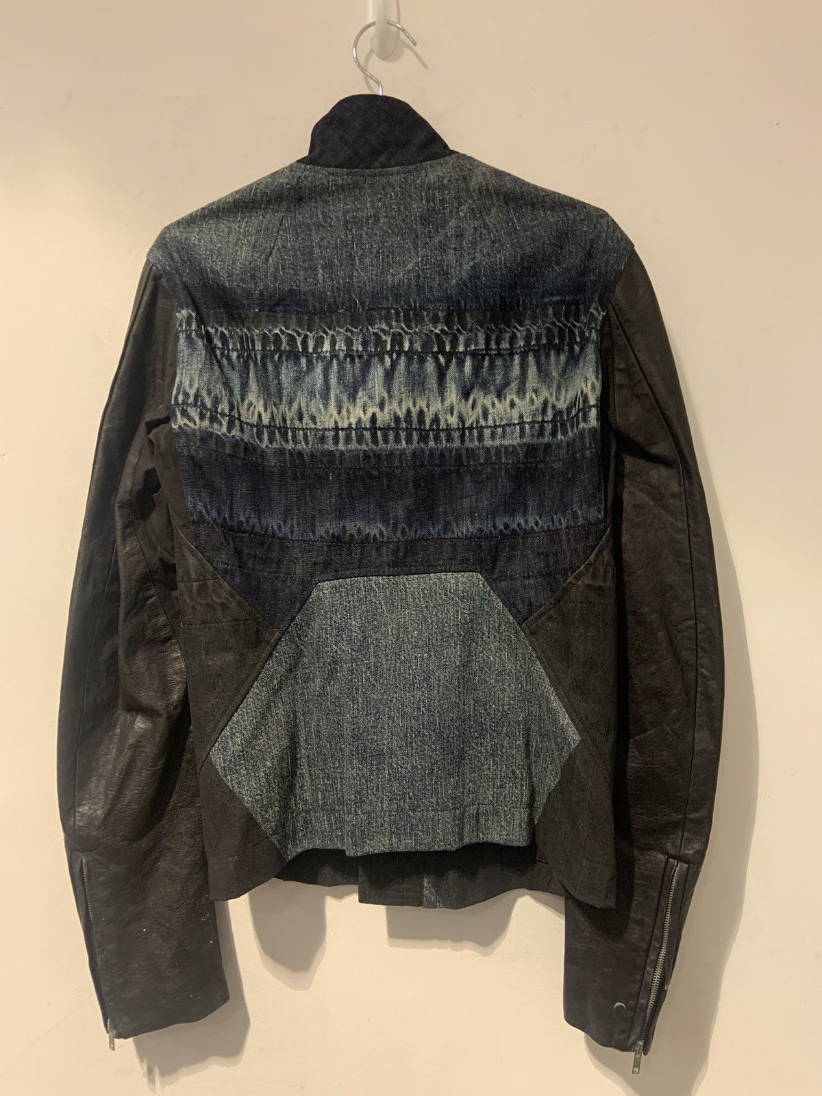 Rick Owens Rick Owens RELEASE SS10 Denim Jacket with Leather Sleeves Size US S / EU 44-46 / 1 - 5 Thumbnail