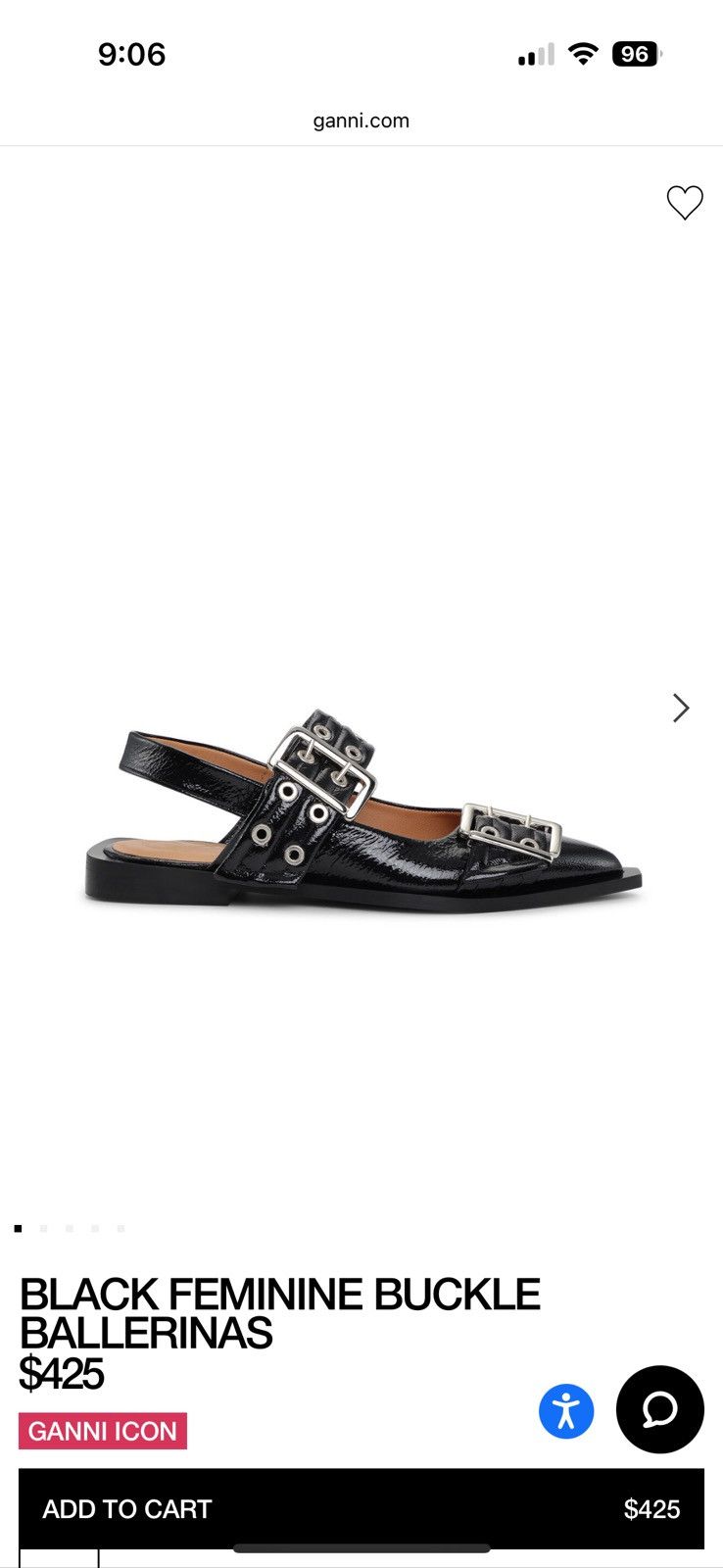 Ganni Ganni Pointed Toe Mary Jane Flats Size US 8 / IT 38 - 4 Thumbnail