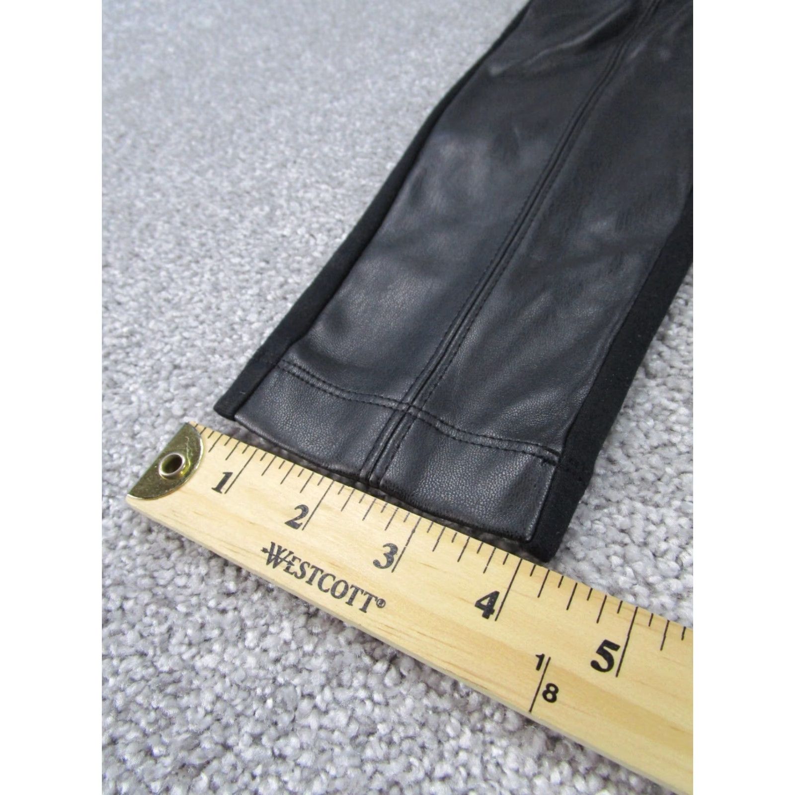 Ann Taylor VINTAGE Ann Taylor Leggings Women 00P Black Stretch Pleather Front Casual Ankle Womens Size 24" / US 00 / IT 34 - 4 Thumbnail