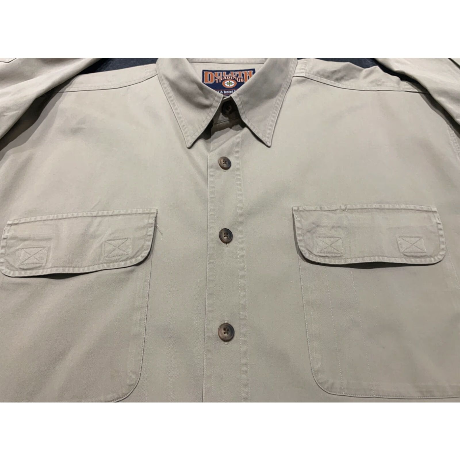 Duluth Pack VINTAGE Duluth Trading Beige Work Button-Up Shirt 2XL Long Sleeve Mens Size US XXL / EU 58 / 5 - 3 Thumbnail
