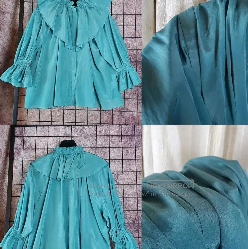 Lanvin Lanvin Teal Cotton Blend Summer Blouse . Size M / US 6-8 / IT 42-44 - 4 Thumbnail