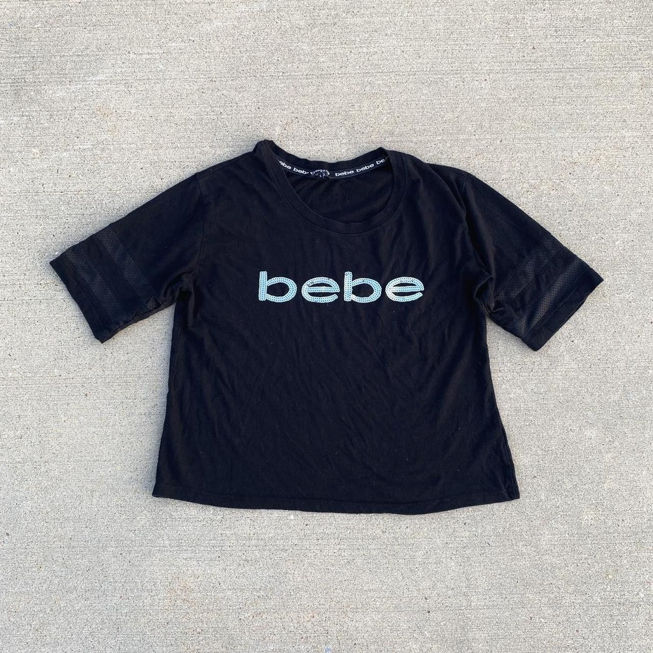 Bebe BEBE Black Sequin Bling Crop Top Shirt Women's L Size L / US 10 / IT 46 - 1 Thumbnail