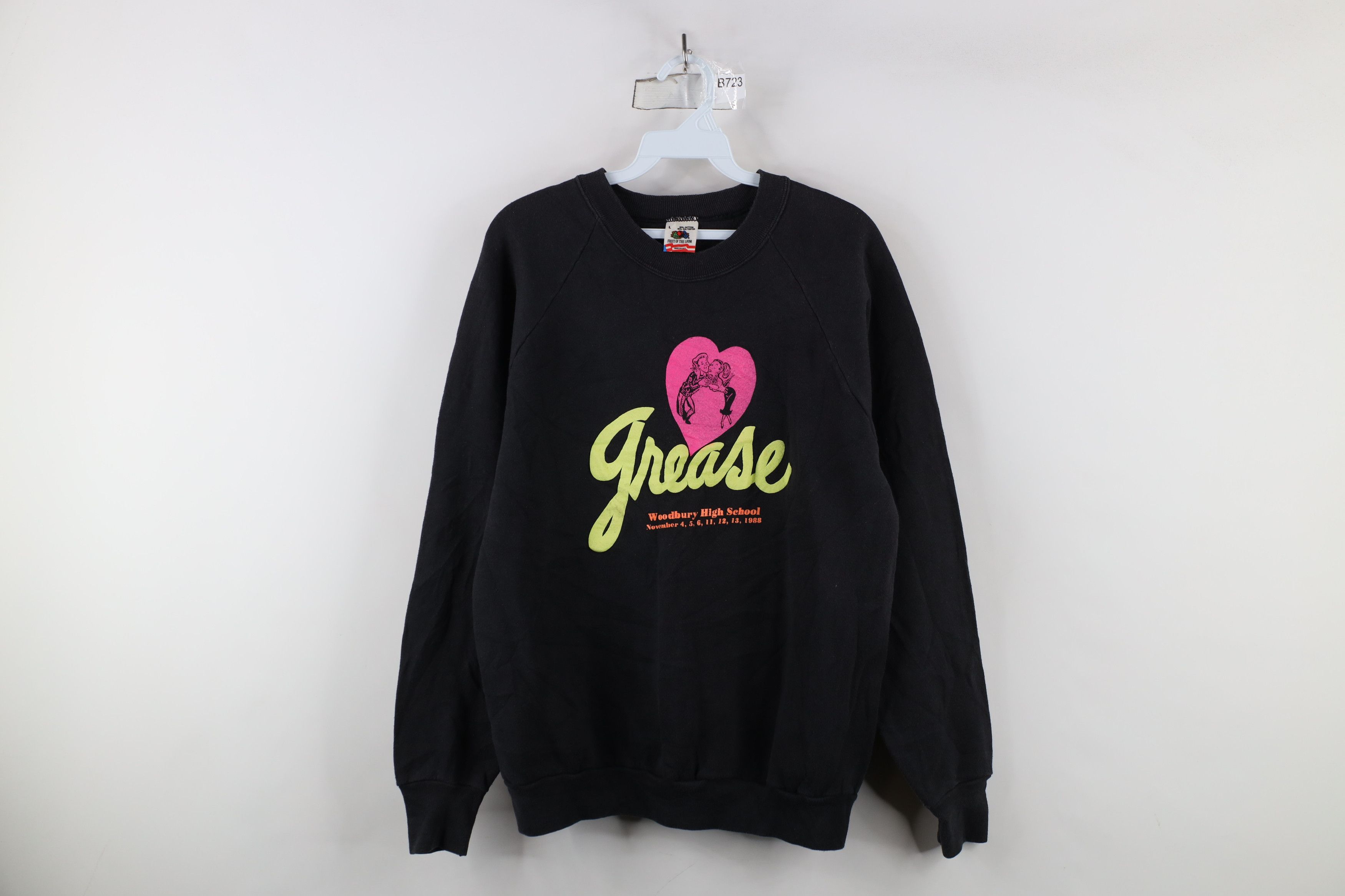 Vintage Vintage 80s Spell Grease Theater Play Sweatshirt Black USA Size L / US 10 / IT 46 - 1 Thumbnail