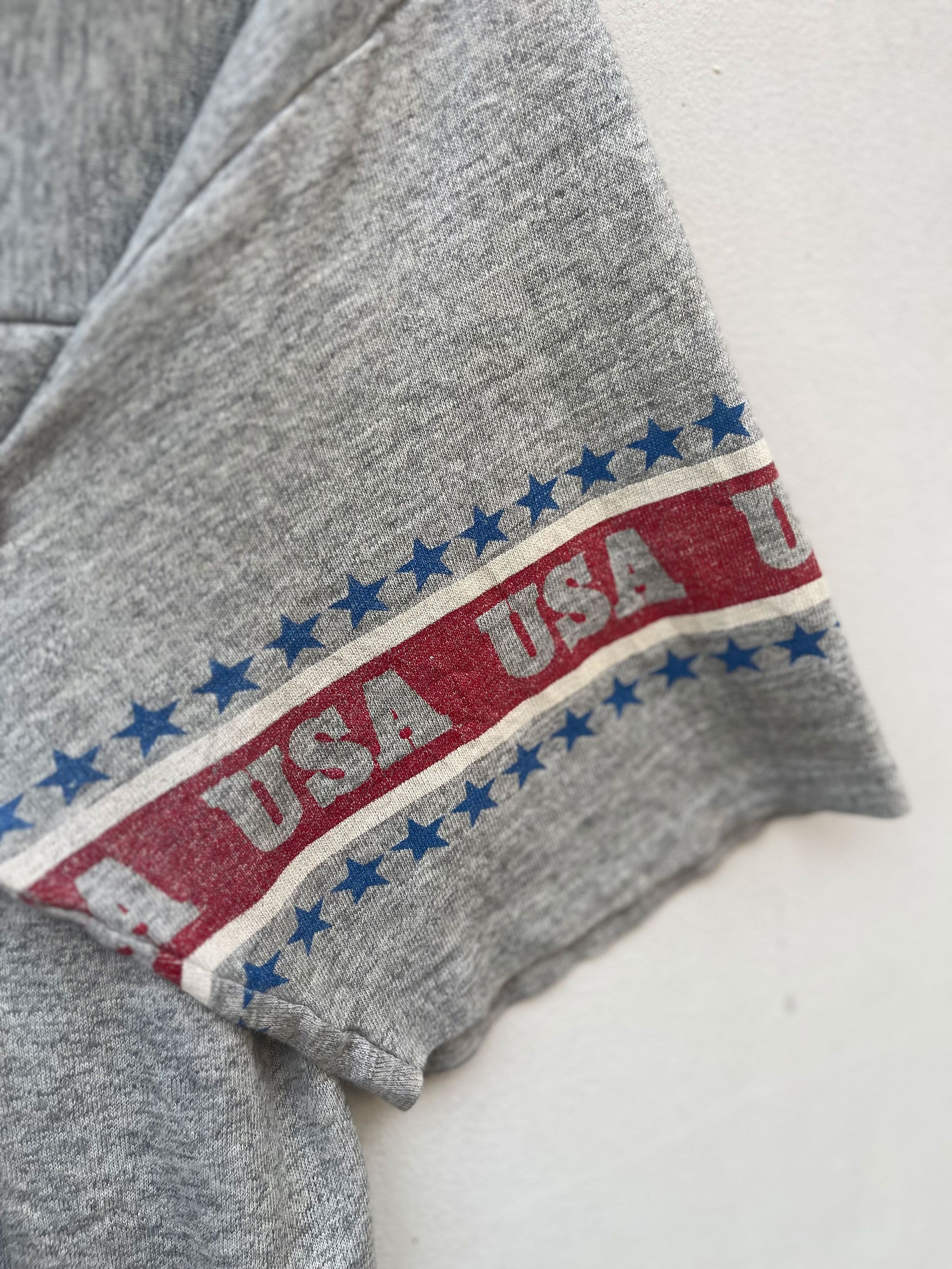 Vintage 70s 80s Vintage Star Stripes Usa Paper Thin Single Stitching Size US L / EU 52-54 / 3 - 3 Thumbnail