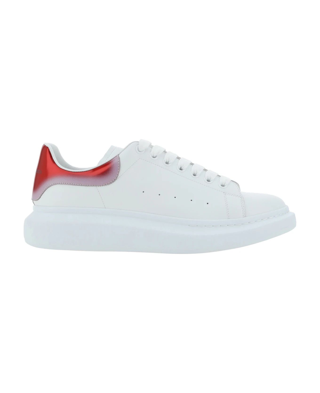 image of Alexander Mcqueen O1Sl1Vt10224 Oversize Larry Leather Sneakers In White & Red in White/Red (Size 11