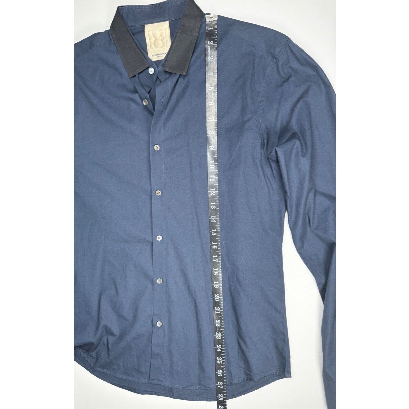 Wooyoungmi Wooyoungmi Paris Navy Shirt w/ Contrast Collar Size 48 Size US M / EU 48-50 / 2 - 12 Thumbnail