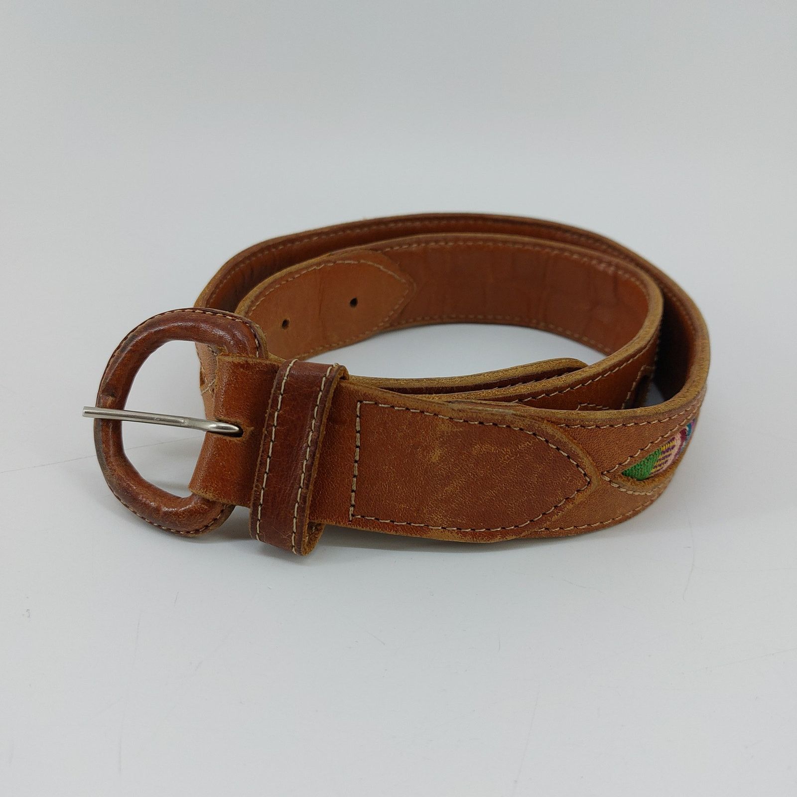 Vintage Women's Hand Woven Guatemalan Leather Belt Size Medium Size ONE SIZE - 4 Thumbnail