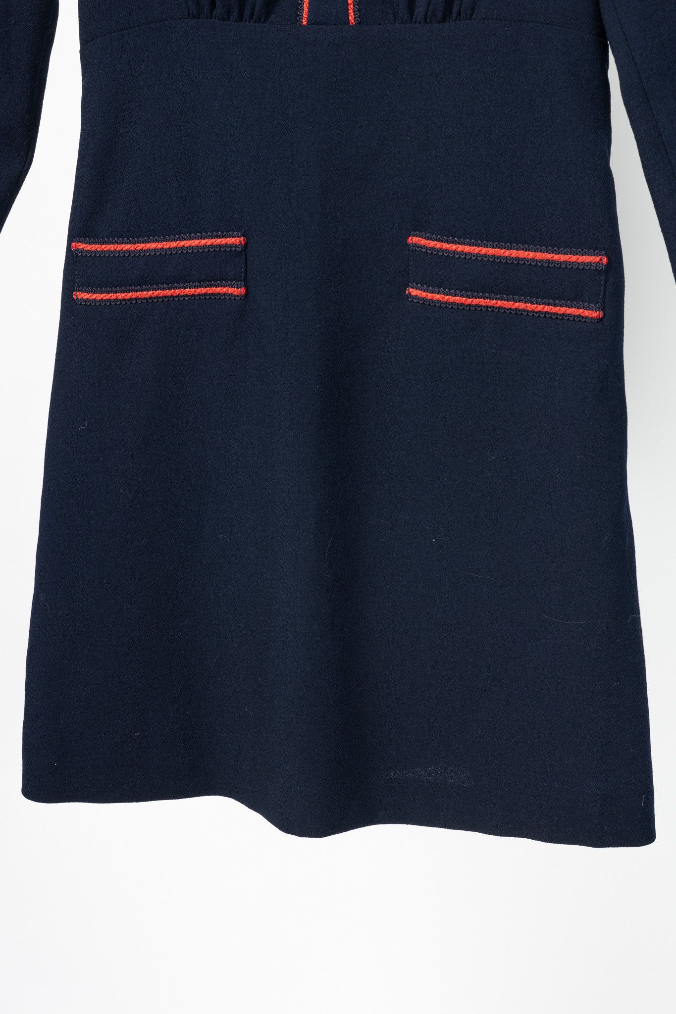 Sandro Sandro Navy Blue Textured-Crepe Braid-Trim Mini Dress Size S / US 4 / IT 40 - 7 Thumbnail