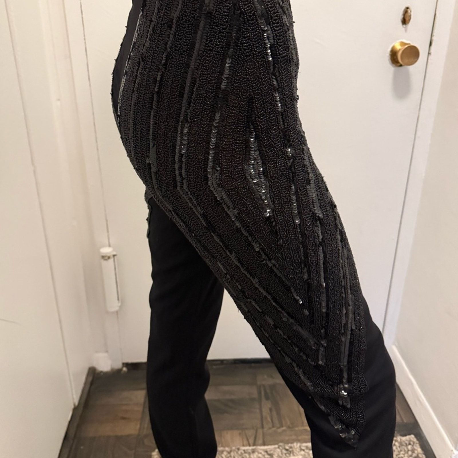 La Perla La Perla Elegant Black Sequin and beaded Embellished Pants Size 27" / US 4 / IT 40 - 8 Thumbnail