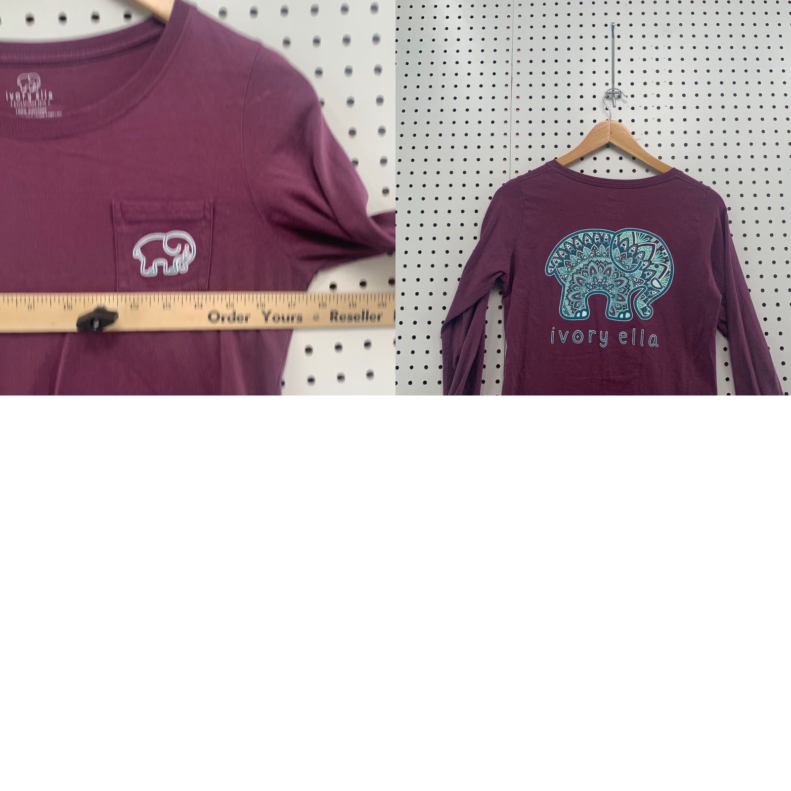 Vintage Ivory Ella Purple Long Sleeve Shirt Womans Small Pocket TEE Elephent Logo 17X22 Size S / US 4 / IT 40 - 9 Thumbnail