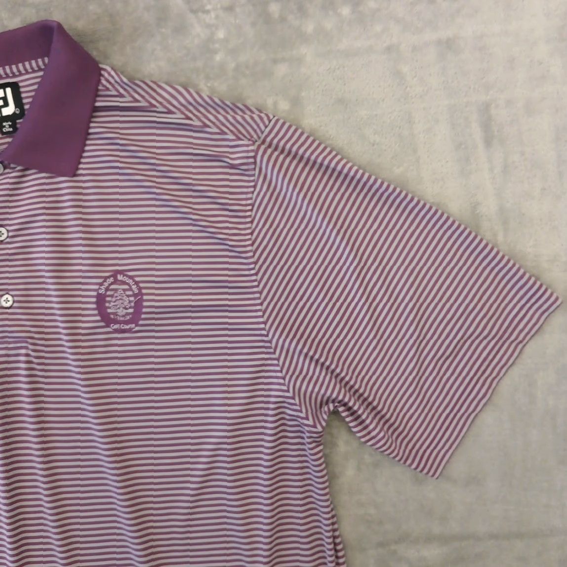 Footjoy FootJoy Polo Shirt Mens Large Purple Striped Short Sleeve Hat? Size US L / EU 52-54 / 3 - 4 Thumbnail