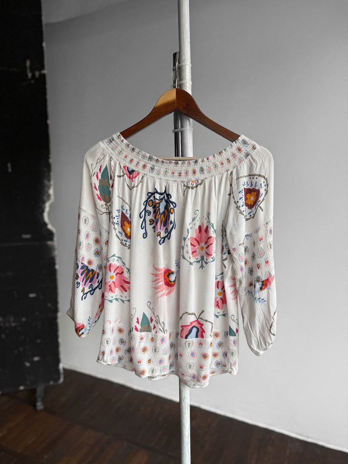 Desigual Desigual Womens D Minor White Off-Shoulder Floral Blouse Top Size S / US 4 / IT 40 - 5 Thumbnail