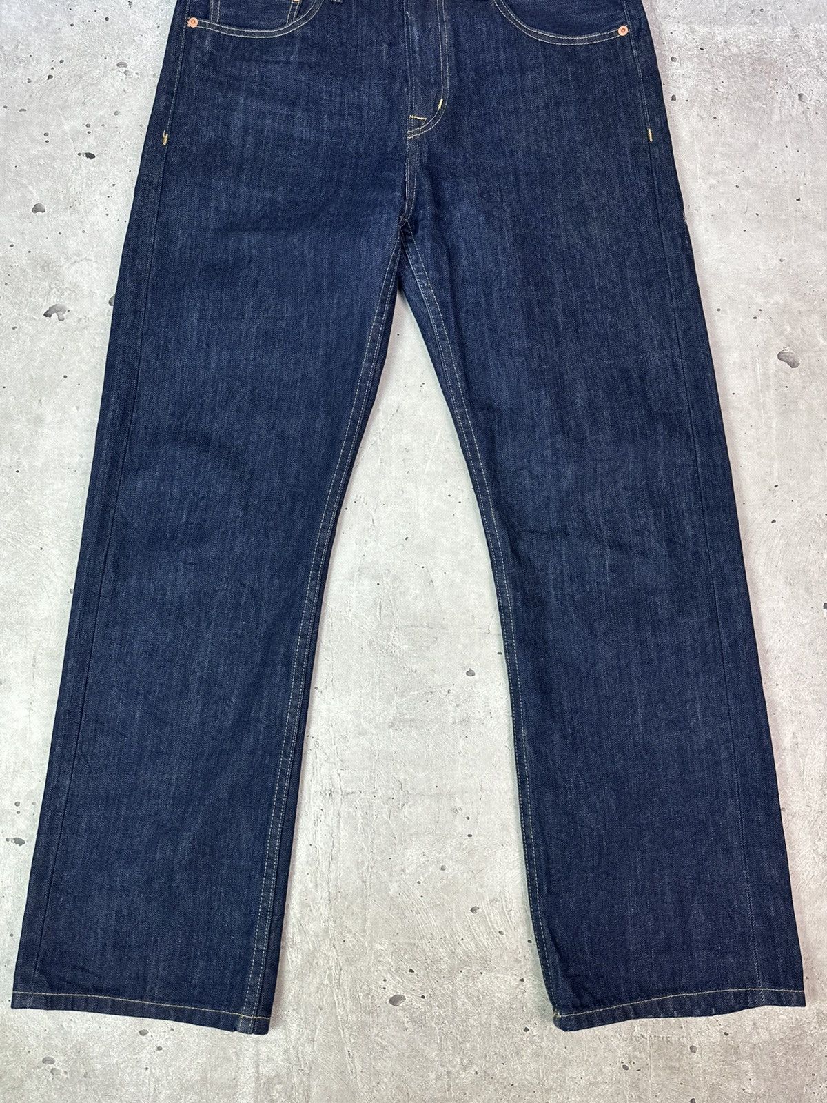 Japanese Brand Mbbcar Selvedge Navy Cotton Wide-Leg Men’s Indigo Jeans Size US 34 / EU 50 - 2 Thumbnail