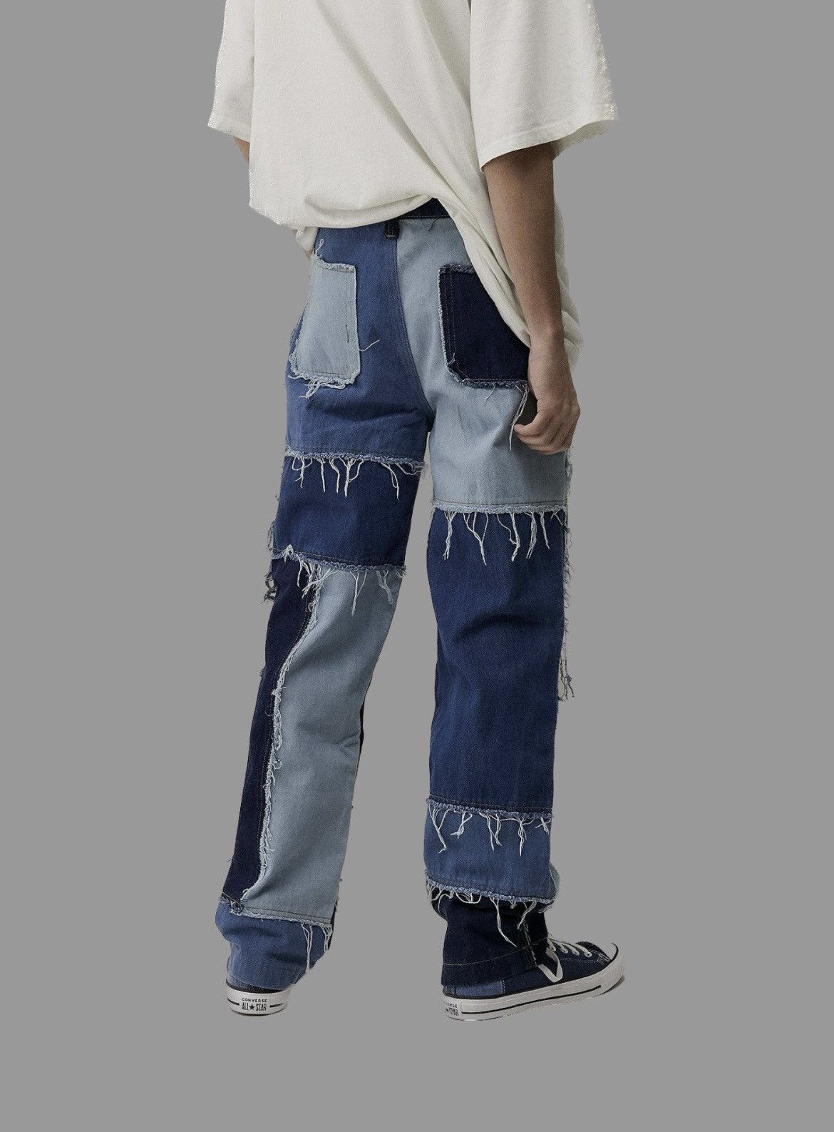 Jaded London Jaded London Frayed Patchwork Denim Skate Jeans mens W 32 Size US 32 / EU 48 - 4 Thumbnail