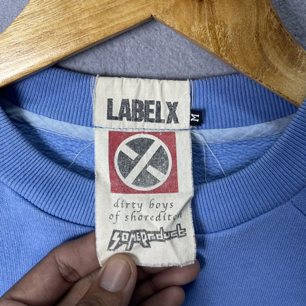 Vintage 2000s Label X Skull Logo Blue Crewneck Size US XS / EU 42 / 0 - 8 Thumbnail