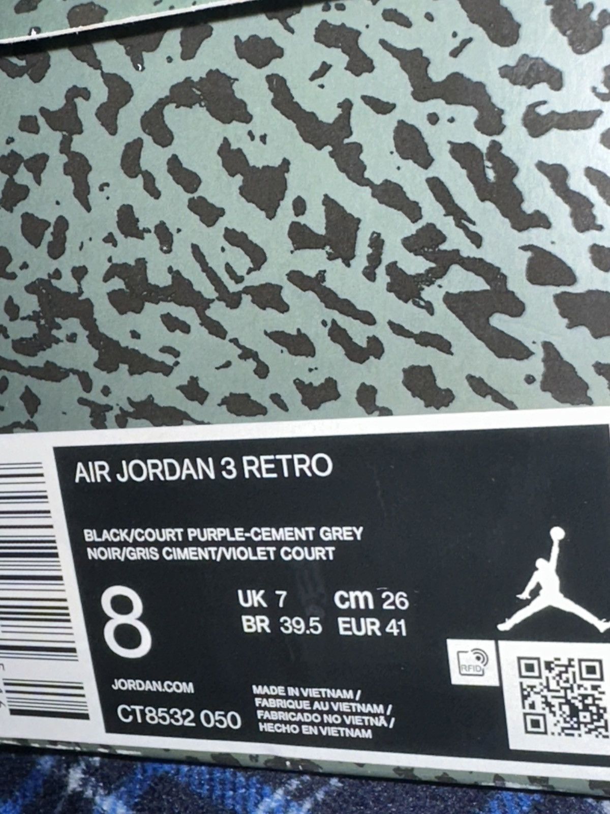 Jordan Brand Air Jordan 3 retros Black & Purple Size US 8 / IT 38 - 7 Thumbnail