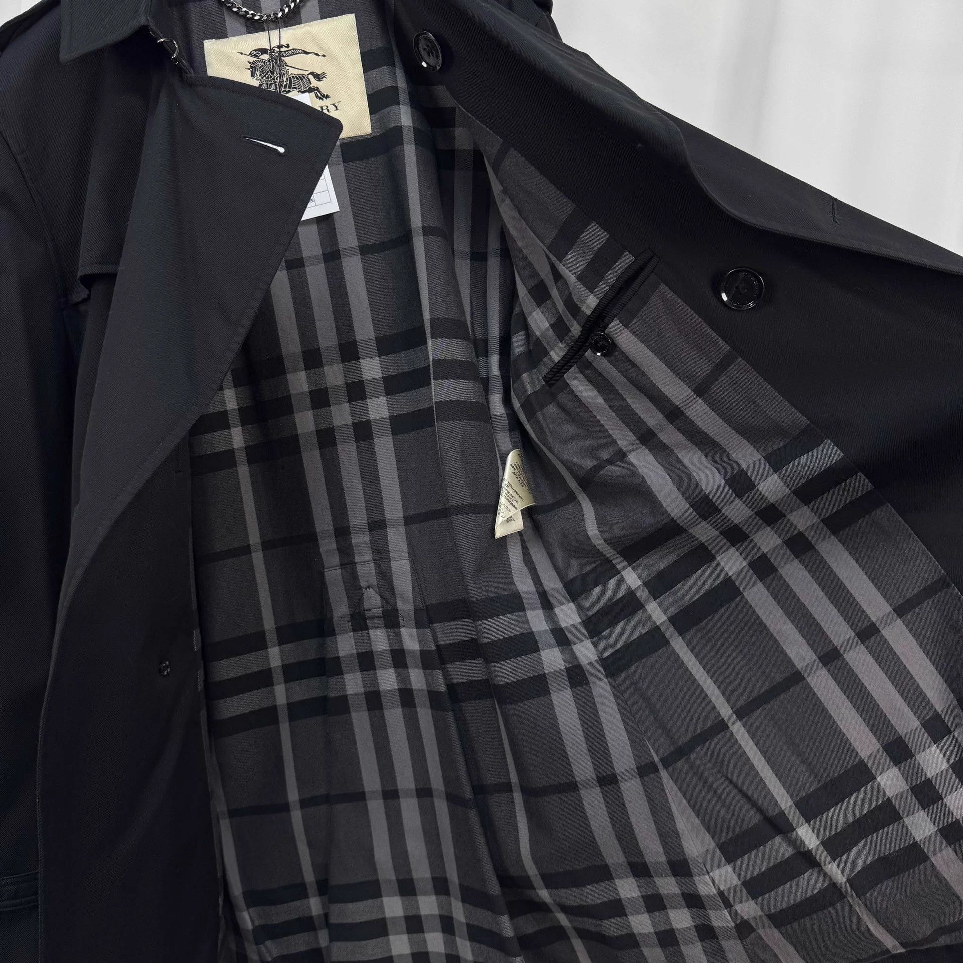 Burberry Burberry Black Double Breasted Check Lined Trench 48 99 New Size XL / US 12-14 / IT 48-50 - 5 Thumbnail