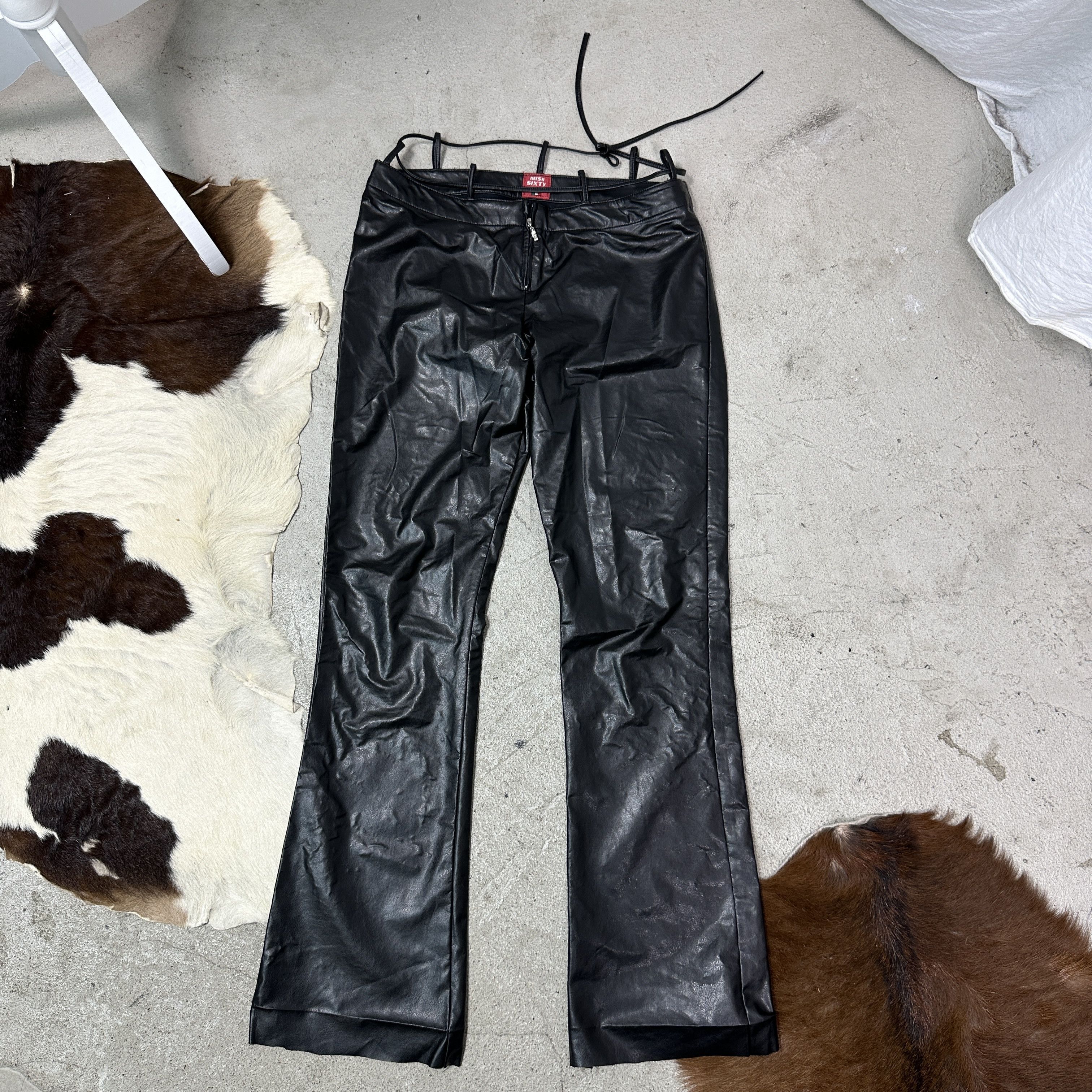 Miss Sixty Vintage Leather Biker Grunge Miss Sixty Pants Y2K Size 29" - 5 Thumbnail