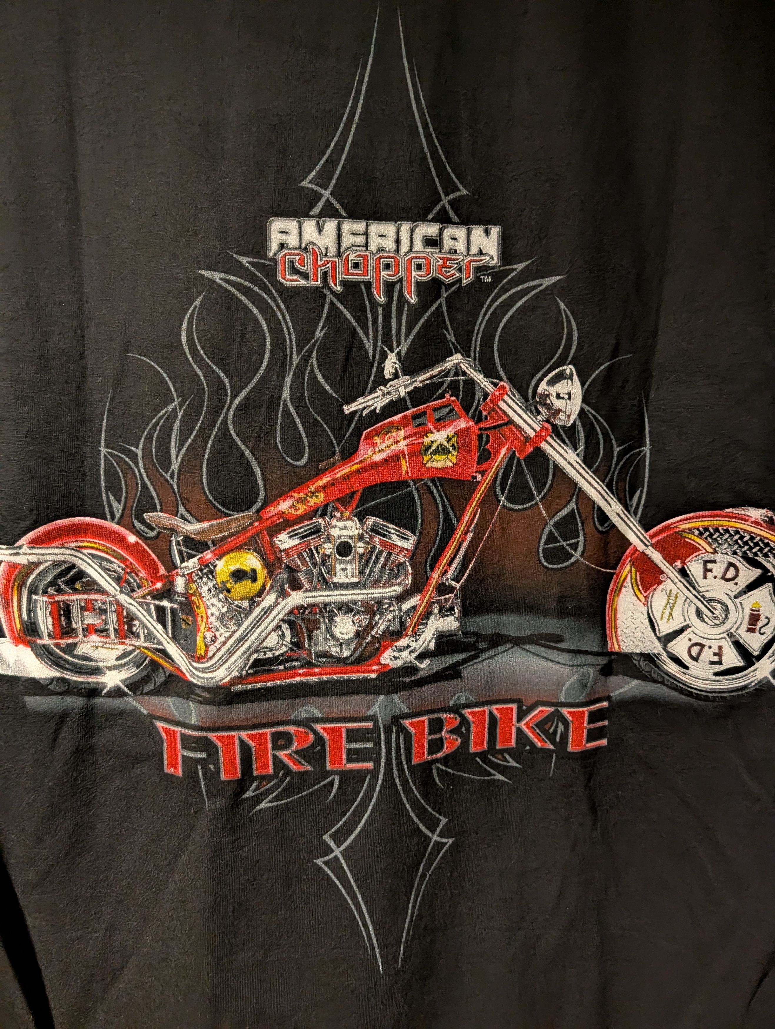 West Coast Choppers Vintage 2004 American Choppers Fire Motorcycle Flame T-Shirt Size US XL / EU 56 / 4 - 2 Thumbnail