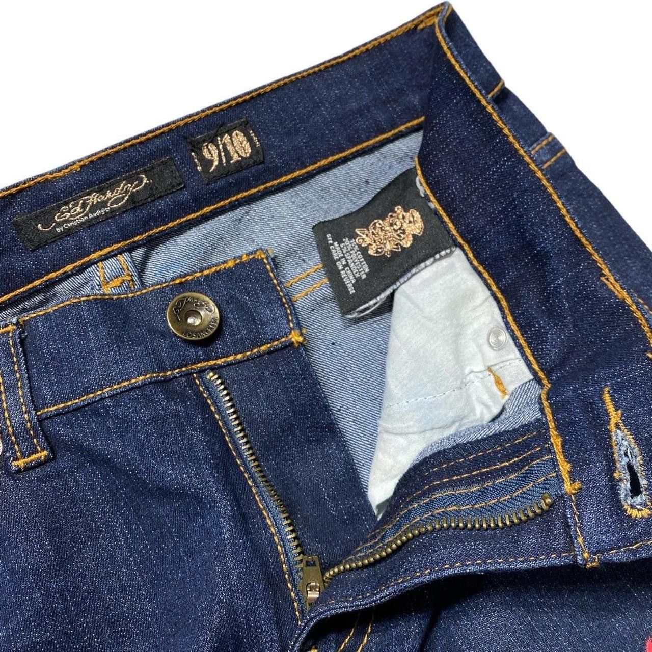 Christian Audigier × Ed Hardy × Vintage ED HARDY SPELL OUT EMBROIDERED JEANS [30-28] Size US 30 / EU 46 - 3 Thumbnail