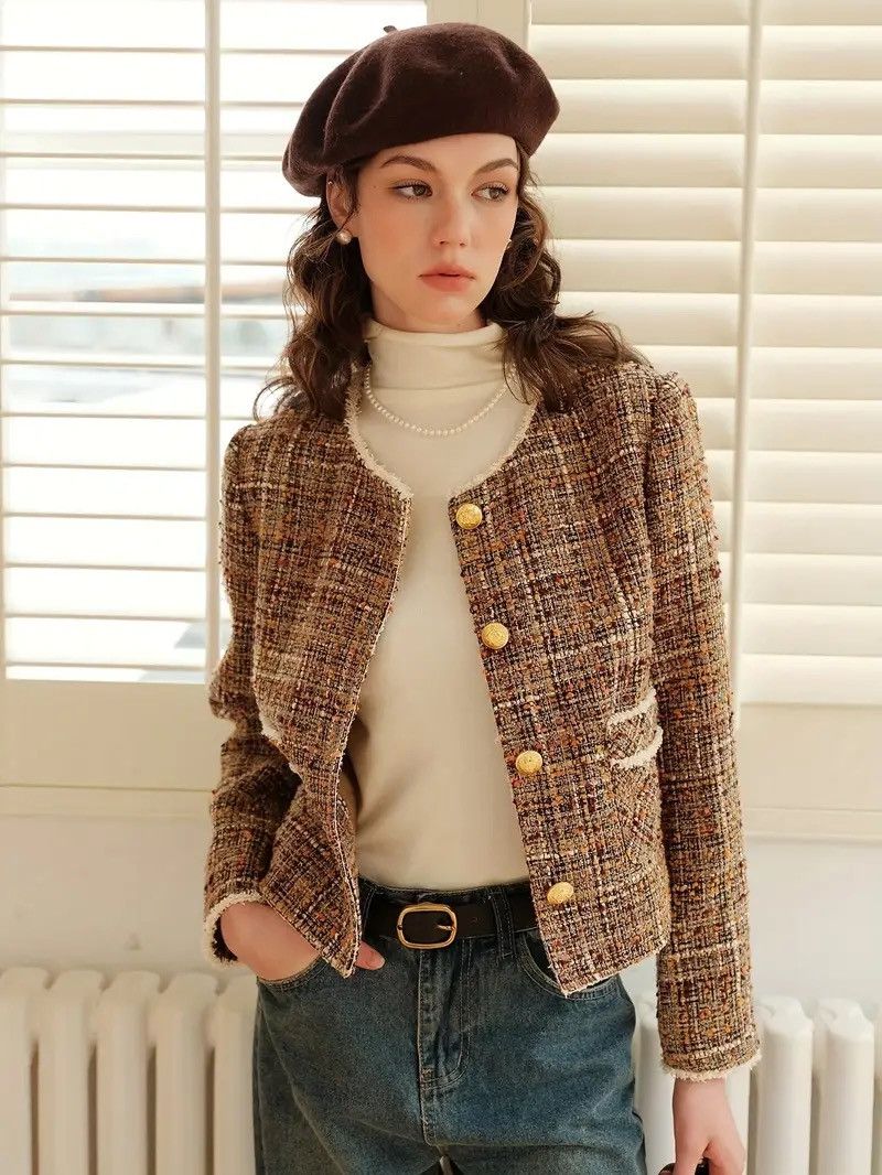 Christophe Lemaire Paul Lemaire Cropped Knitted Tweed Jacket Women Size XS / US 0-2 / IT 36-38 - 2 Thumbnail