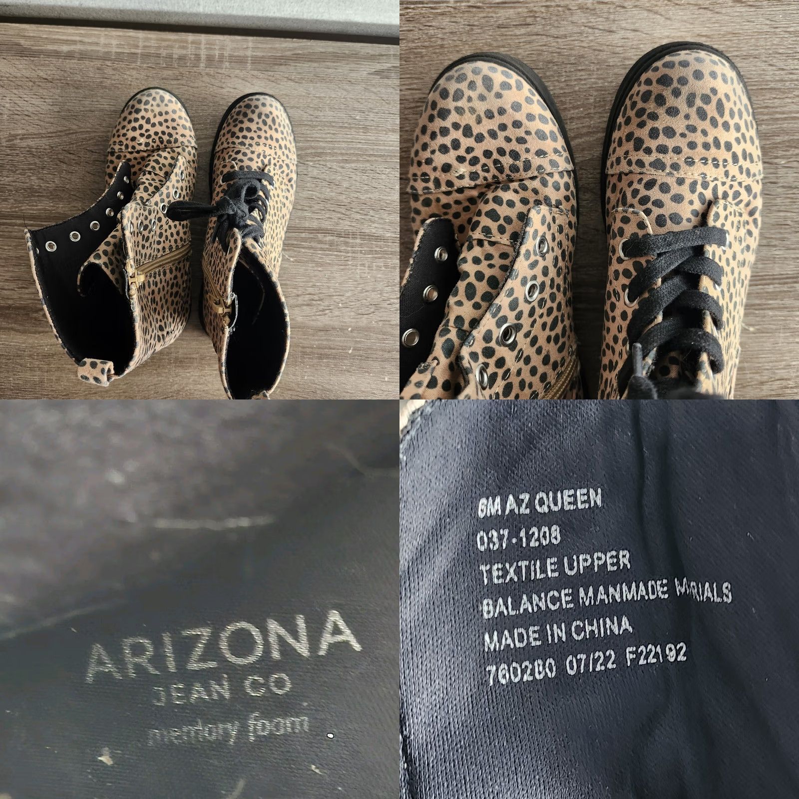 Vintage Arizona Jean Co AZ Joyce Boots Womens 6 Spotted Memory Foam (MISSING SHOE LACE) Size 28" / US 6 / IT 42 - 8 Thumbnail