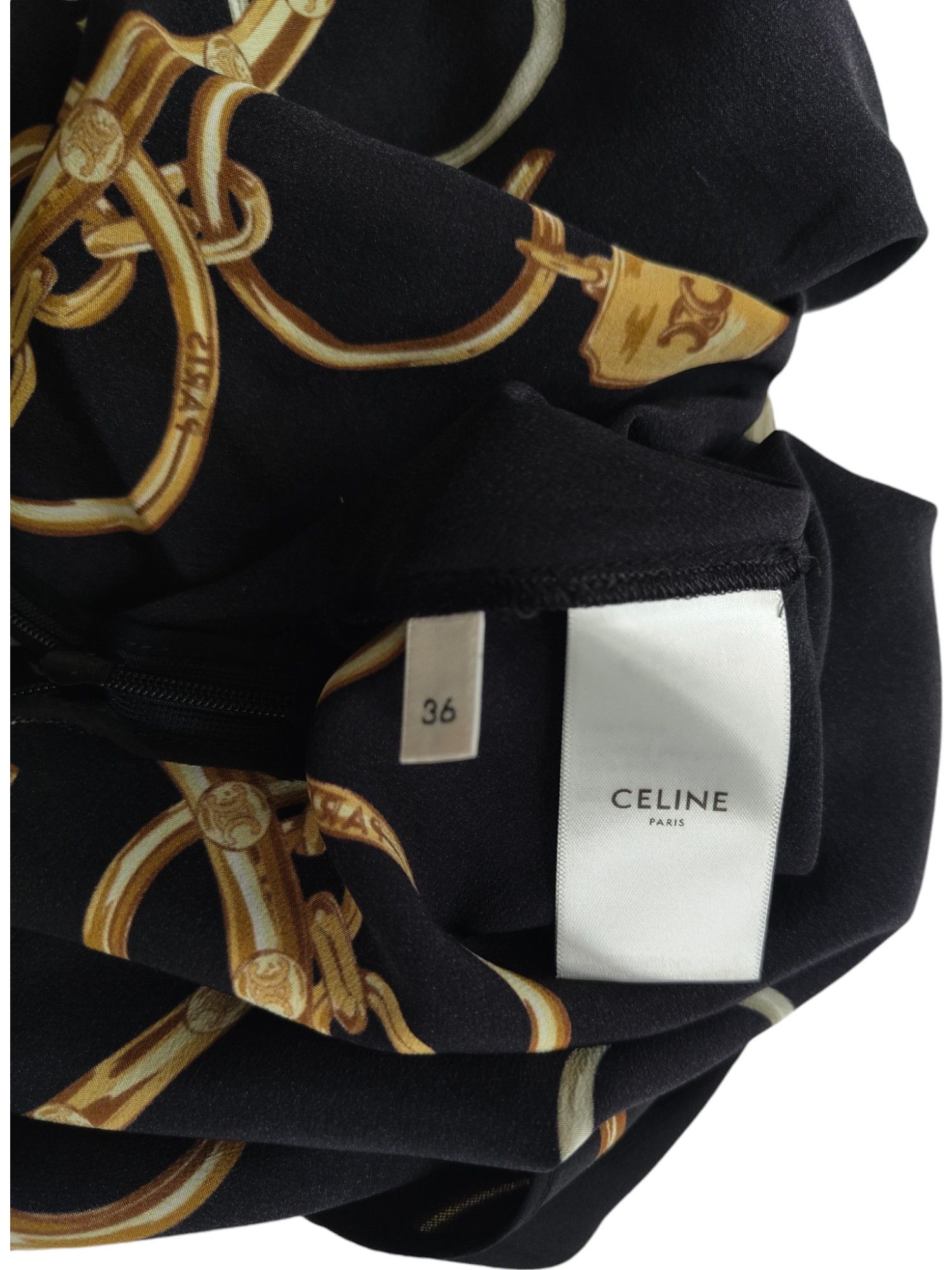 Celine Silk Skirt With Signature Celine Chain Graphics Size 26" / US 2 / IT 38 - 5 Thumbnail