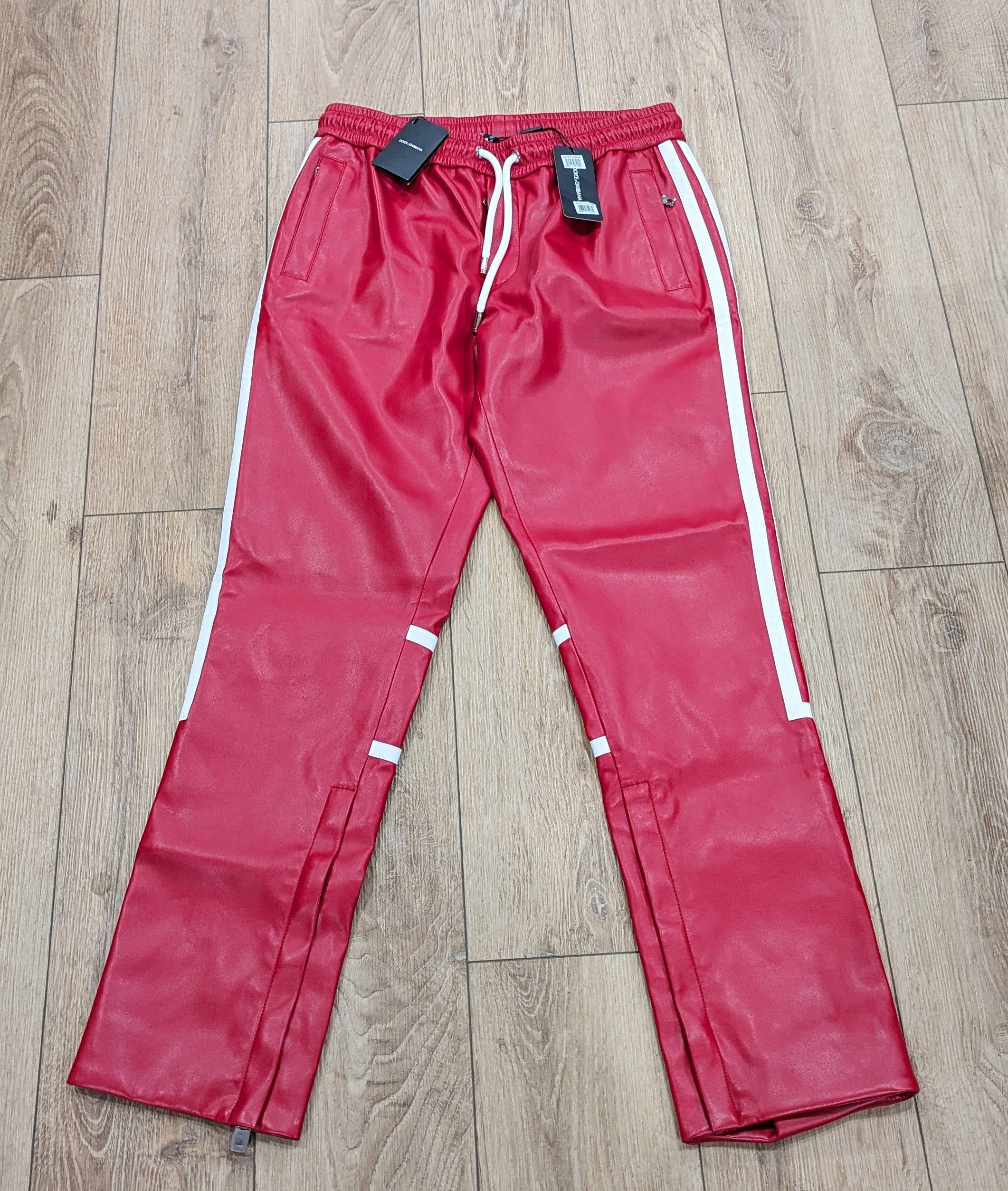 image of Dolce Gabbana Re-Edition Faux Leather Pants Red 50 Us 34, Men's