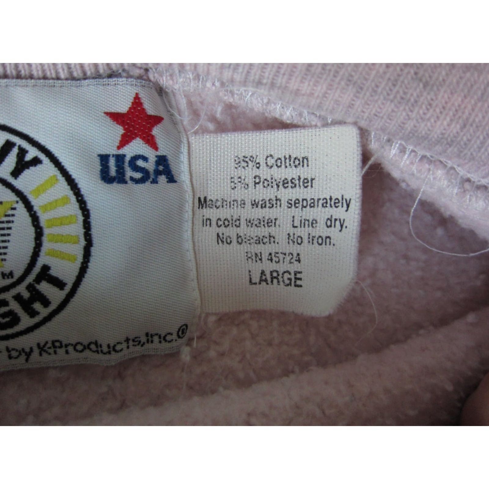 Vintage VINTAGE K Products Sweatshirt Mens L Pink 90s United States Cotton Polyester Fleece Crew Neck Pullover All Seasons Regular Knit Shirt Sweater Size US L / EU 52-54 / 3 - 7 Thumbnail