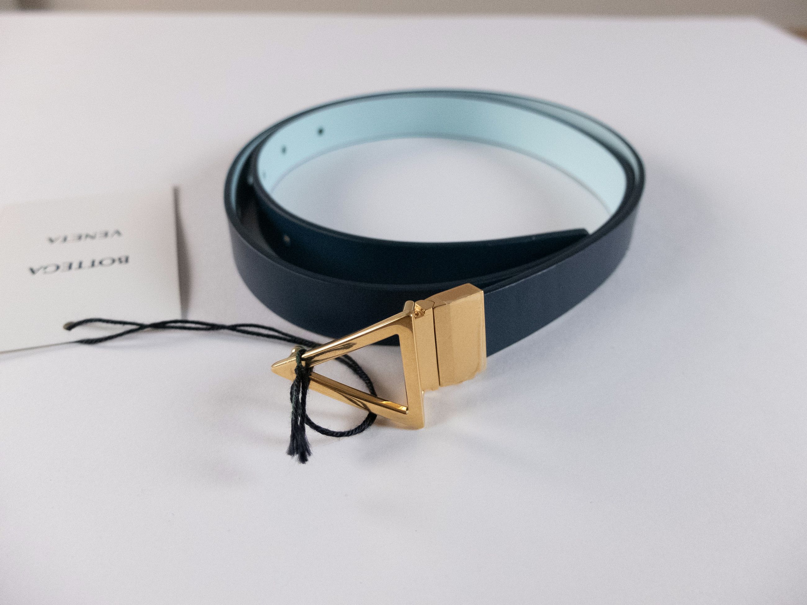 Bottega Veneta BOTTEGA VENETA navy & blue reversible leather belt 85 Size ONE SIZE - 1 Thumbnail