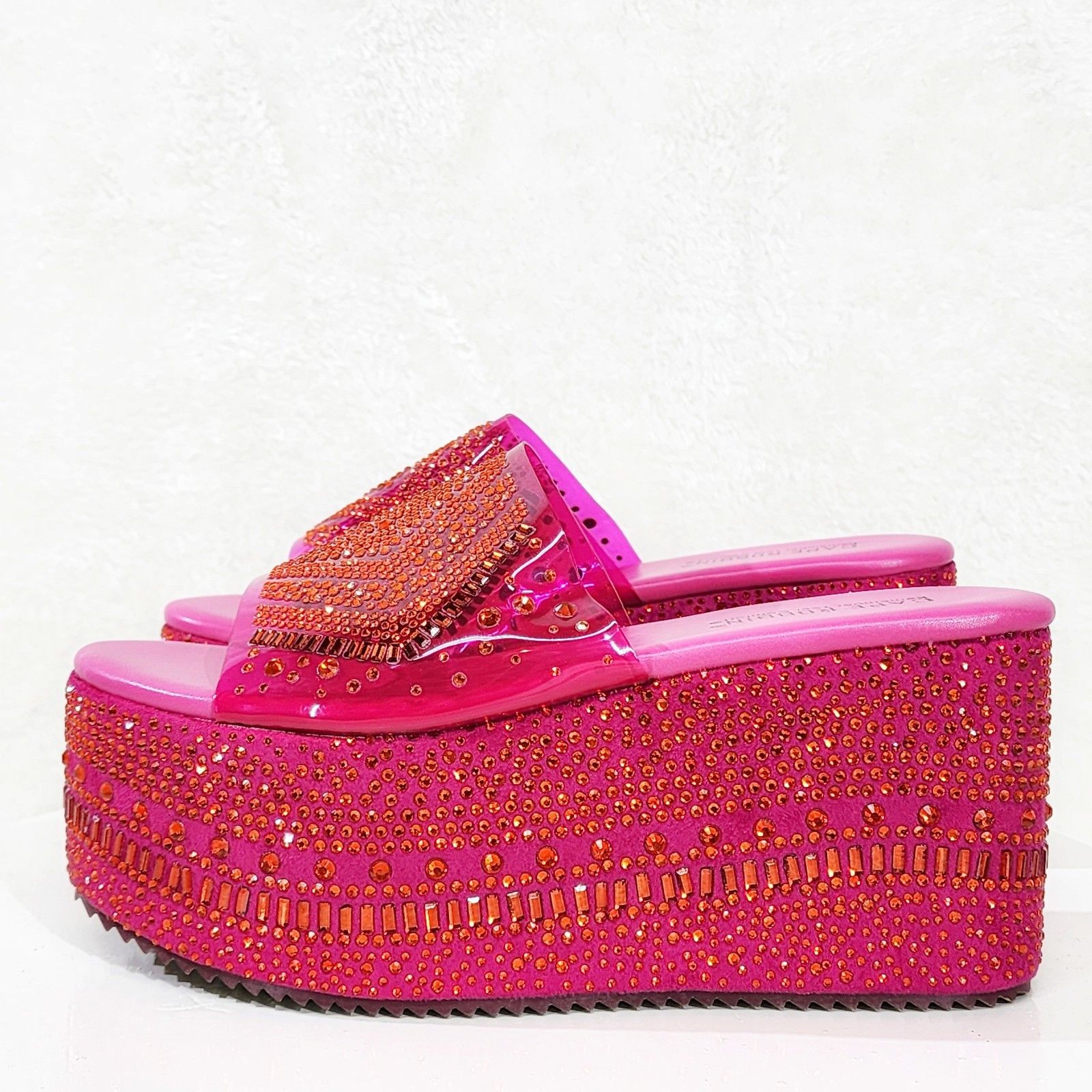 Other Dazzle Hot Pink Slip On 3" Platform Sparkling Rhinestone Fla Size US 10 / IT 40 - 2 Thumbnail