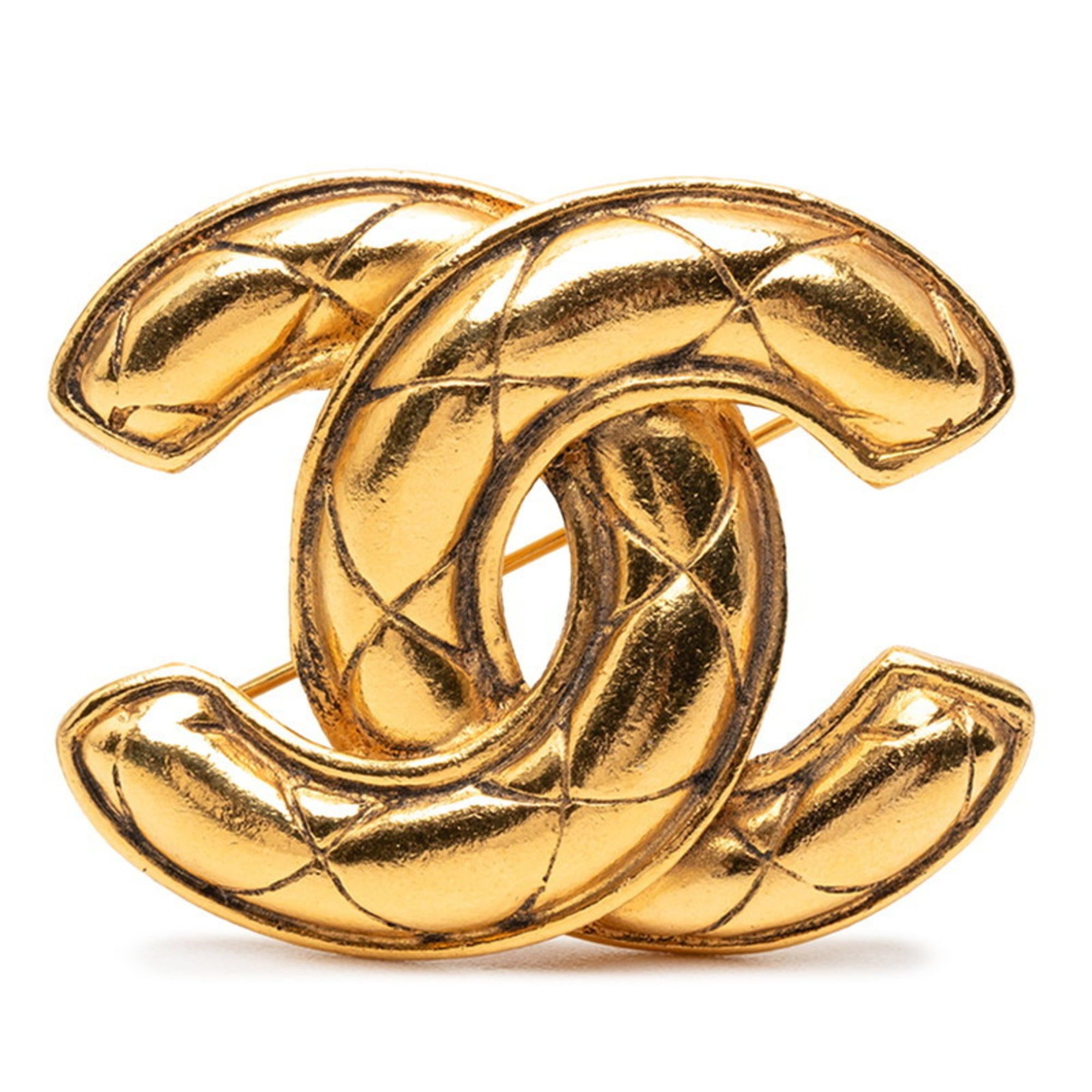 Chanel CHANEL Matelasse Coco Mark Brooch, Gold Plated, Women's Size ONE SIZE - 1 Thumbnail