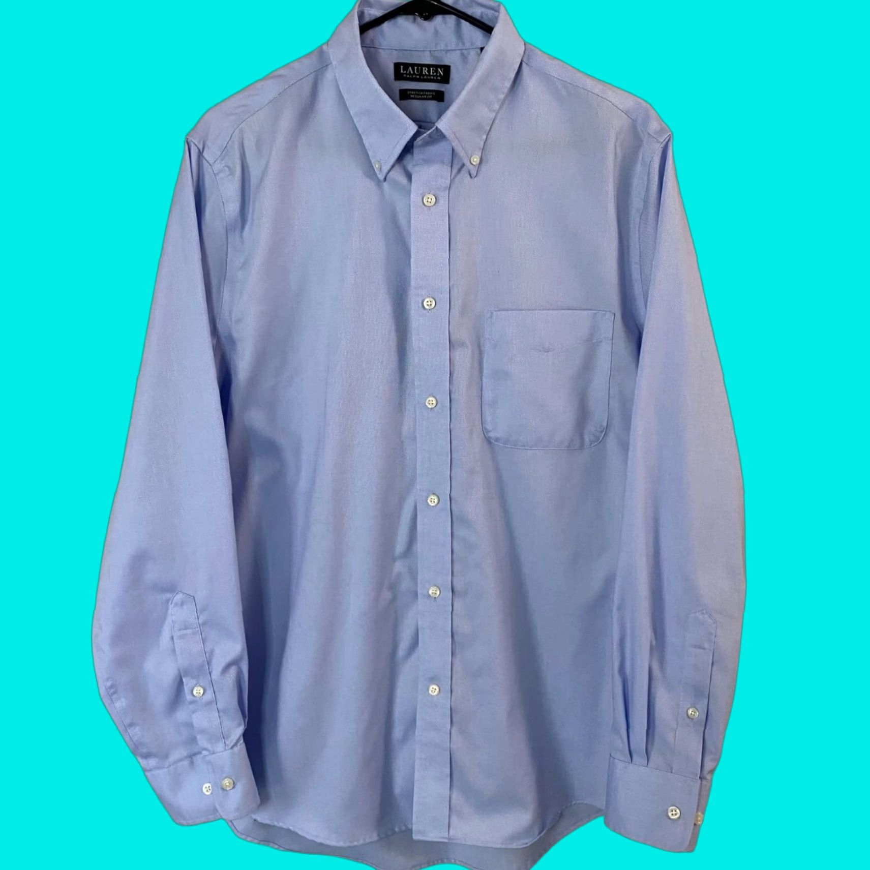 Ralph Lauren Lauren Ralph Lauren Button-Down Dress Shirt Blue Men's Large Business-Casual Size 42R - 1 Thumbnail