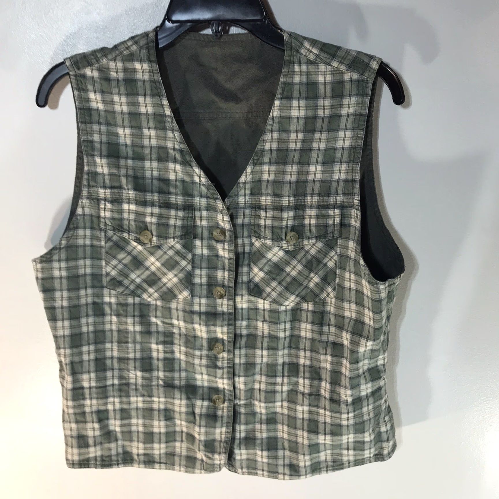 Vintage Vintage Columbia Reversible Vest Women’s Size L Green/Plaid Casual Workwear Cotton Size L / US 10 / IT 46 - 3 Thumbnail