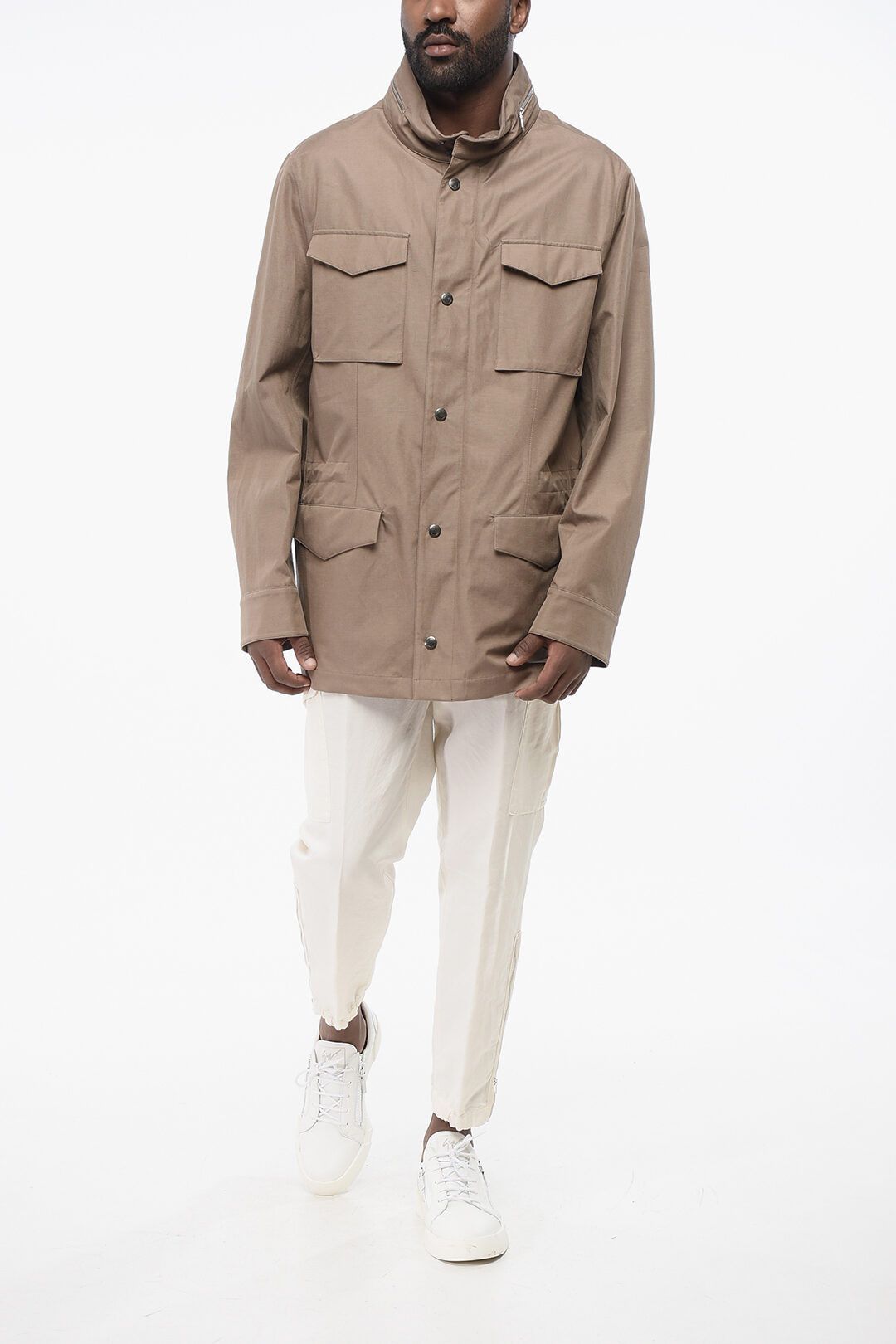 Brunello Cucinelli og1mm0725 Multipocketed Silk and Linen Overshirt in Beige Size US XL / EU 56 / 4 - 4 Thumbnail